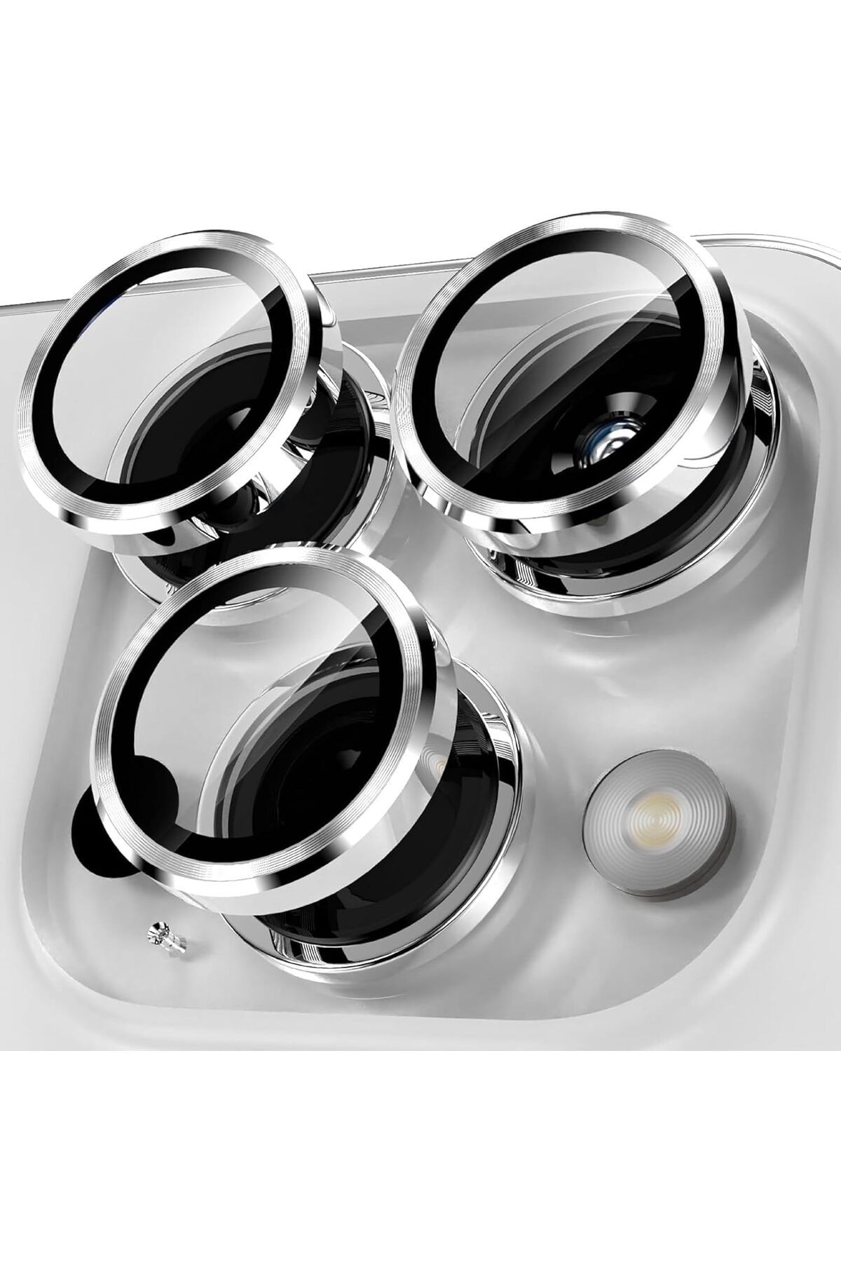 mazıdağı mazzıdağ İphone Alüminyum Alaşım Çerçeveli Tempered Glass Kamera Lens Koruyucu (iPhone 15 Pr