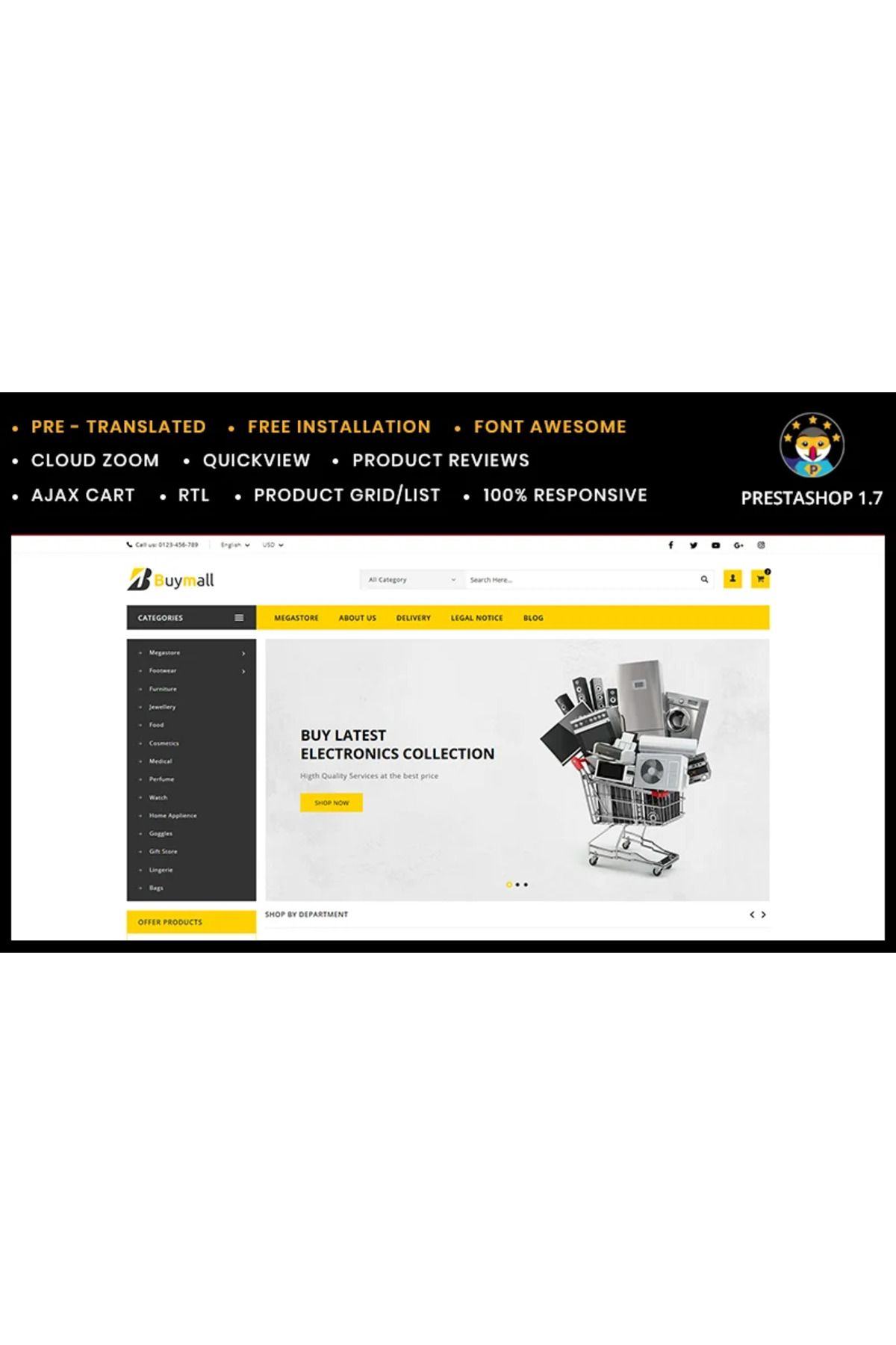 hemen tasarım Buymall - Multipurpose Store PrestaShop Teması