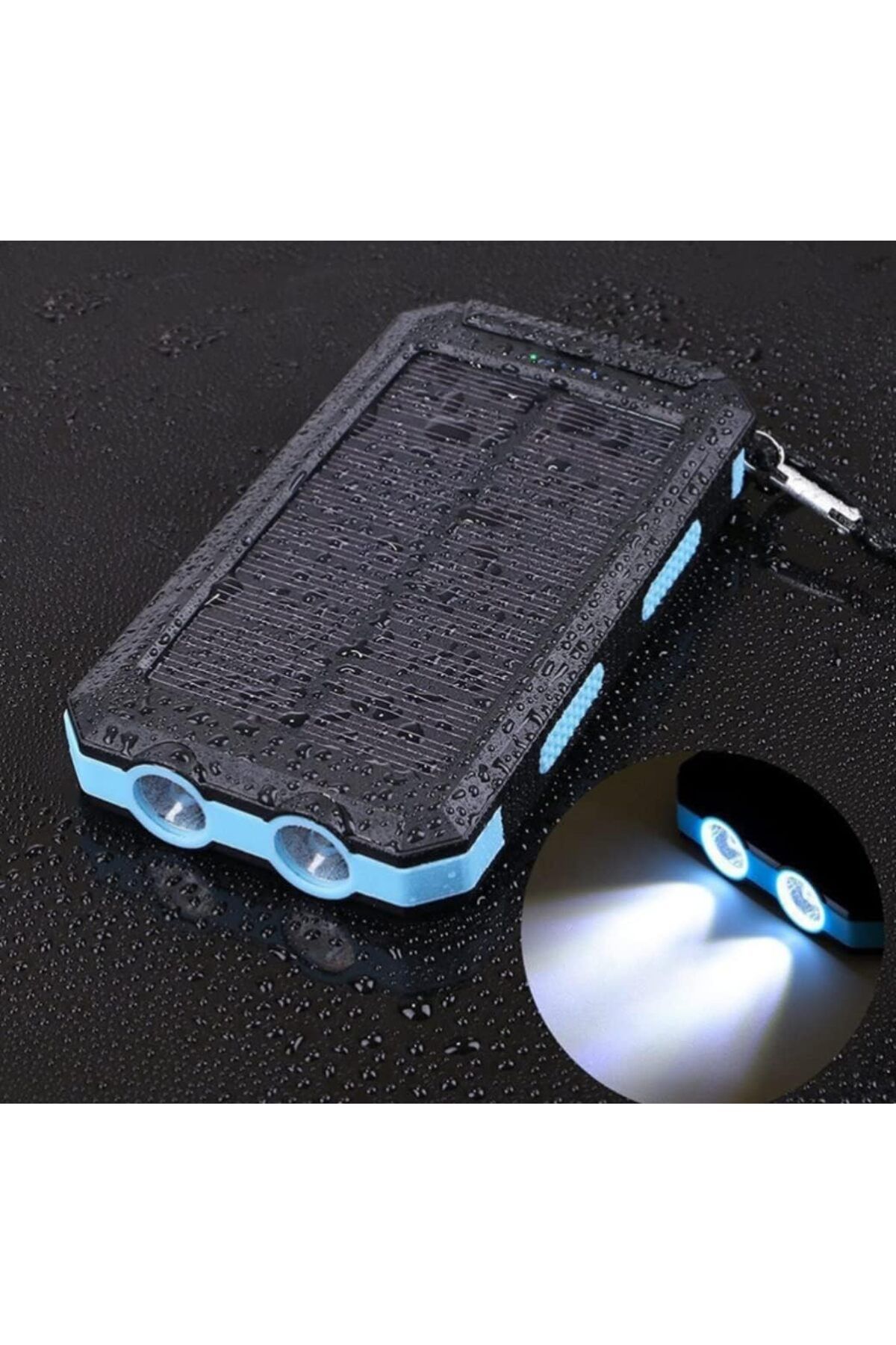 KDROĞLU plamystical 10000 Mah Güneş Enerjili Powerbank Çift USB LED Işıklı Şarj Göstergeli Taşınab