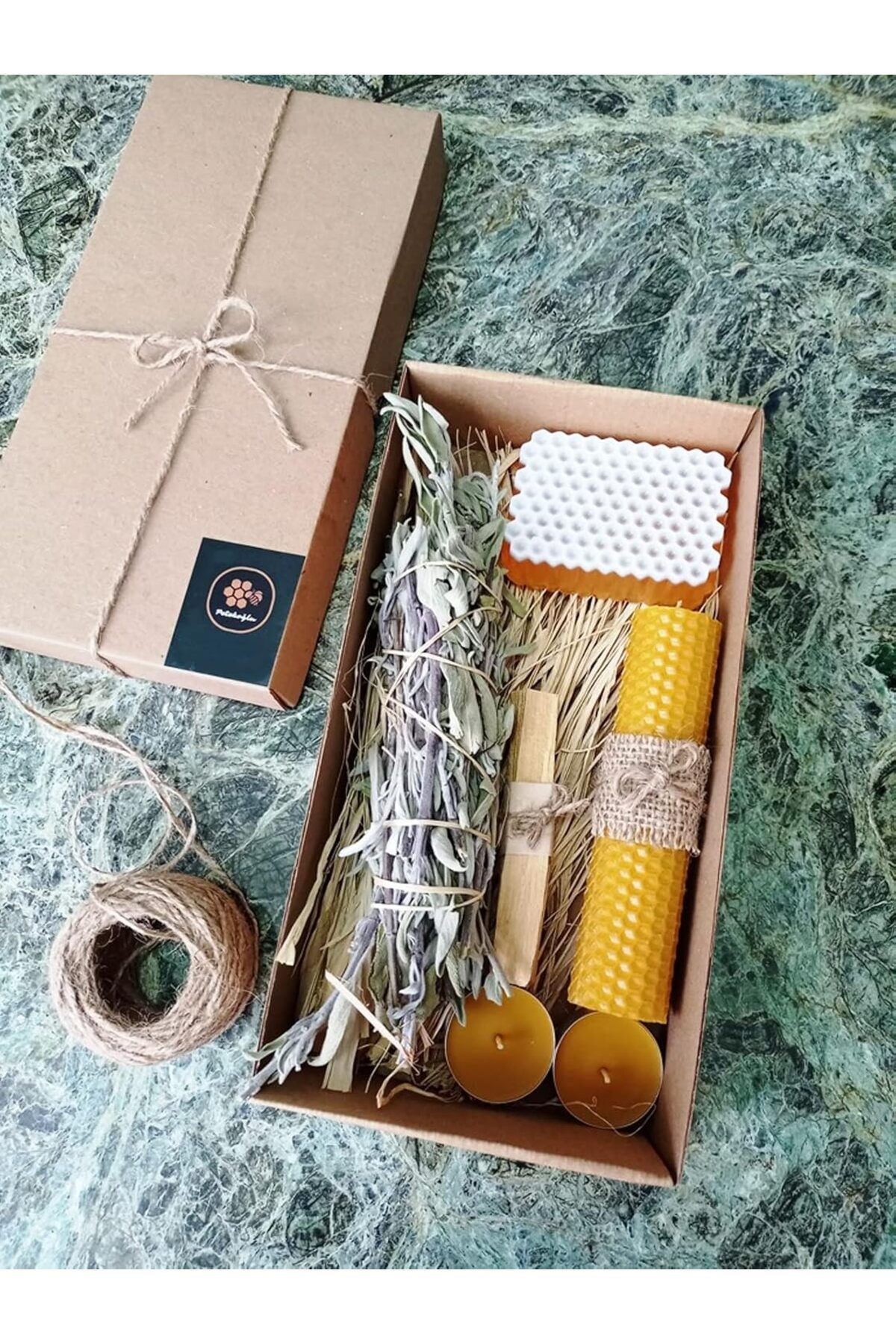 mazıdağı mazzıdağ Sertifikalı Palo Santo Adaçayı Tütsü Ballı Sabun Tealight Mum Balmumu Mum Seti Bees