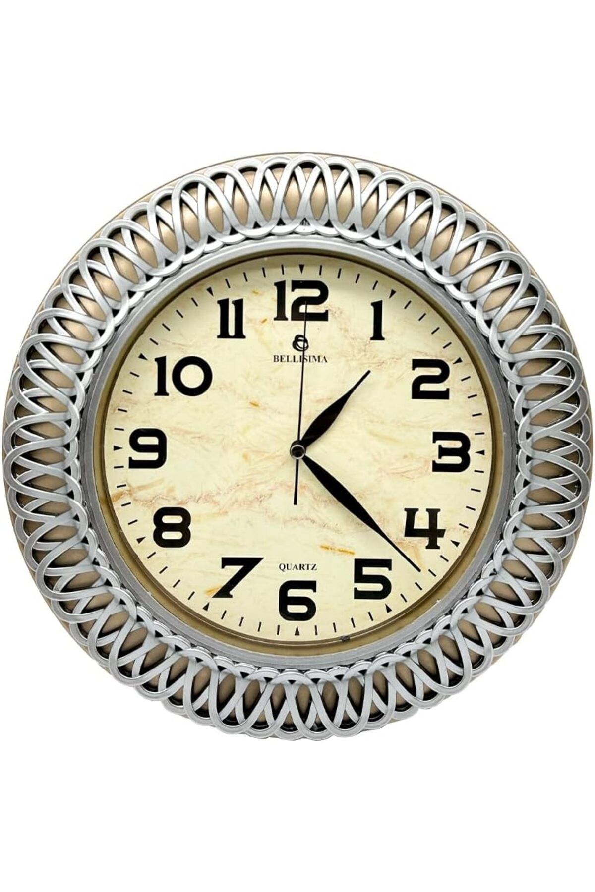 DERİK htsp BL-1057 Serisi Klasik Kadran İşleme Desenli Sessiz Akar 30 cm Duvar Saati Gold-Gri şmd al 11