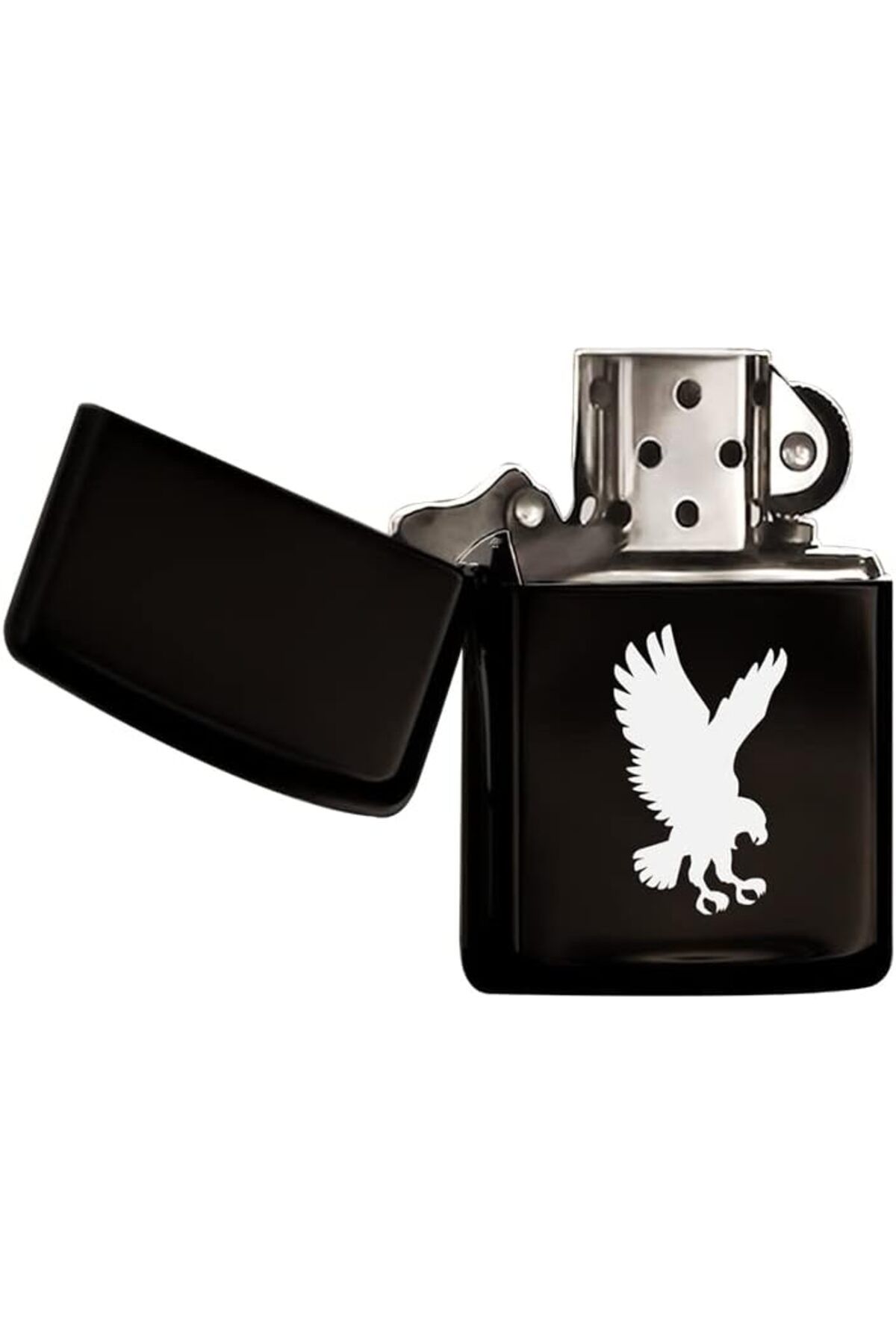 KDROĞLU Gift Kartal Tasarımlı Siyah Benzinli Metal Çakmak   1109836