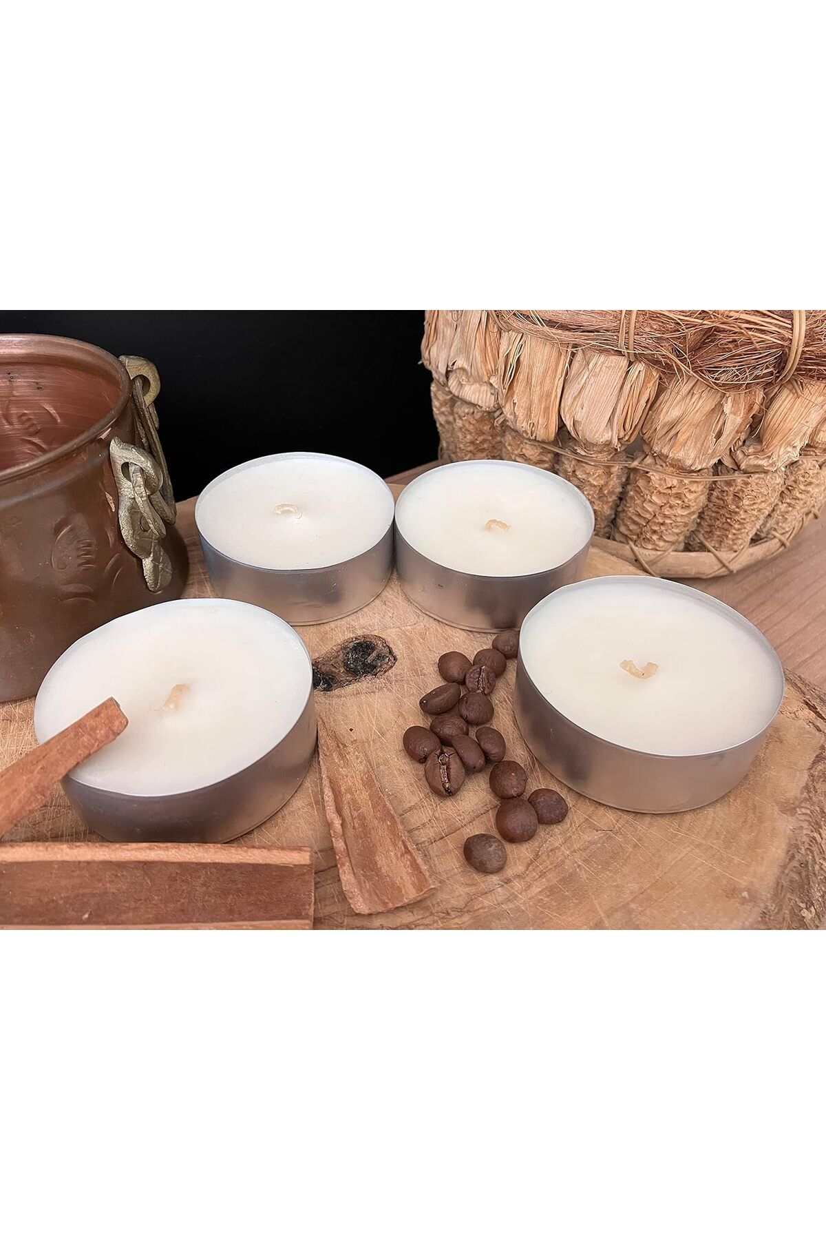 DERİK Eser of the Night Büyük Boy Tealight Soya Mumu,Her biri 48 gr'llık 4'lü Set, 13 gr yerine 48 gr,