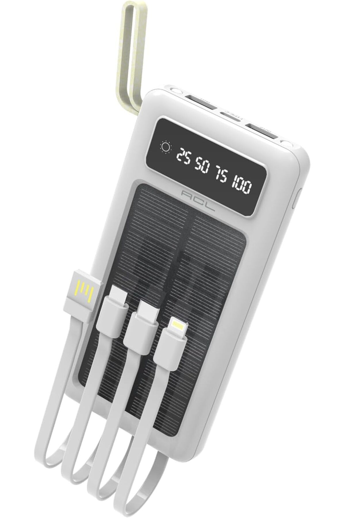 KDROĞLU plamystical Acl 10000 mAh Powerbank Göstergeli Powerbank Solar Fenerli Güneş Enerjili Type C - Li