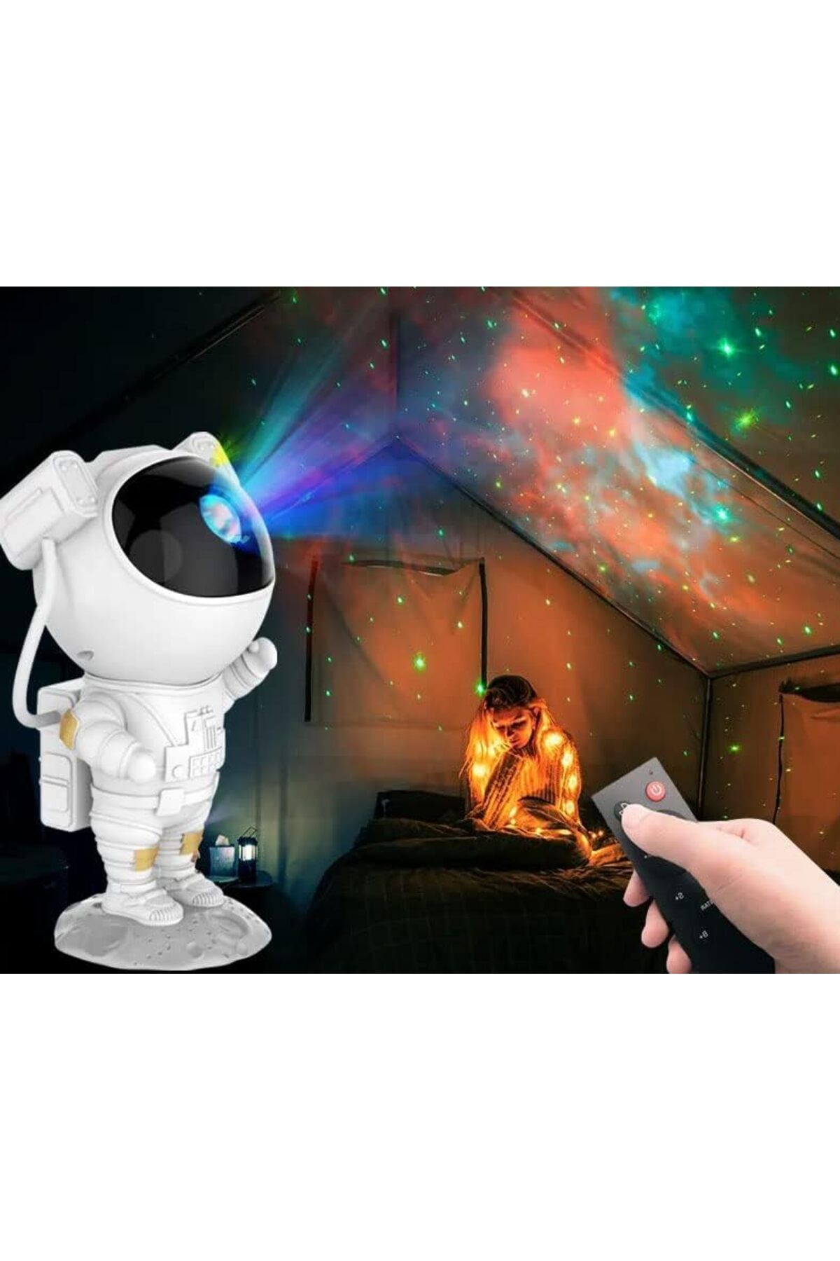 KDROĞLU plamystical Astronot Gece Lambası Dekoratif Uzaktan Kumandalı Galaksiler ve Yıldızlar 8 Farklı