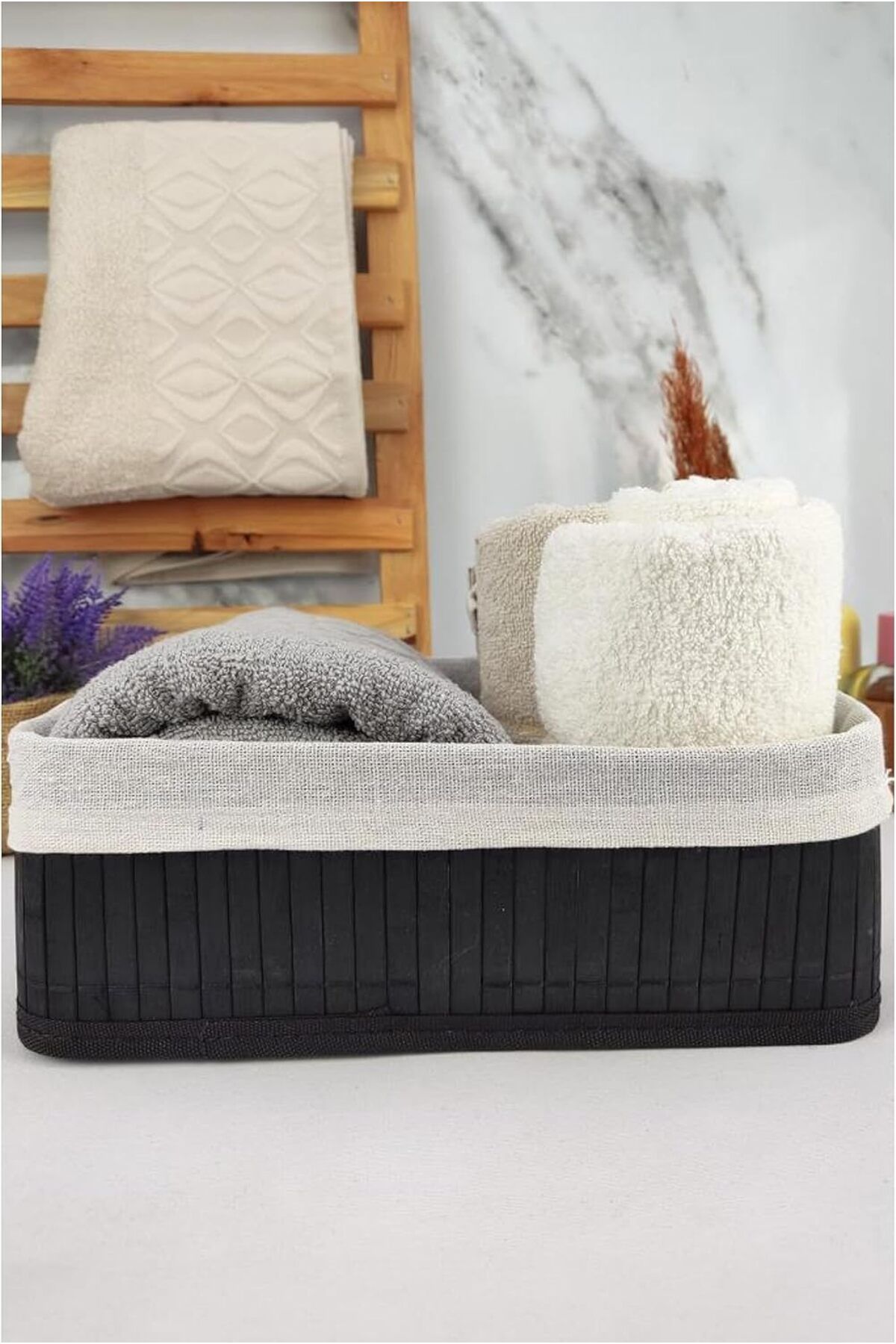 mazıdağı mazzıdağ Bambu Çok Amaçlı Saklama Kutusu Düzenleyici Orta Boy Organizer Siyah 29x19x10 Cm - CL