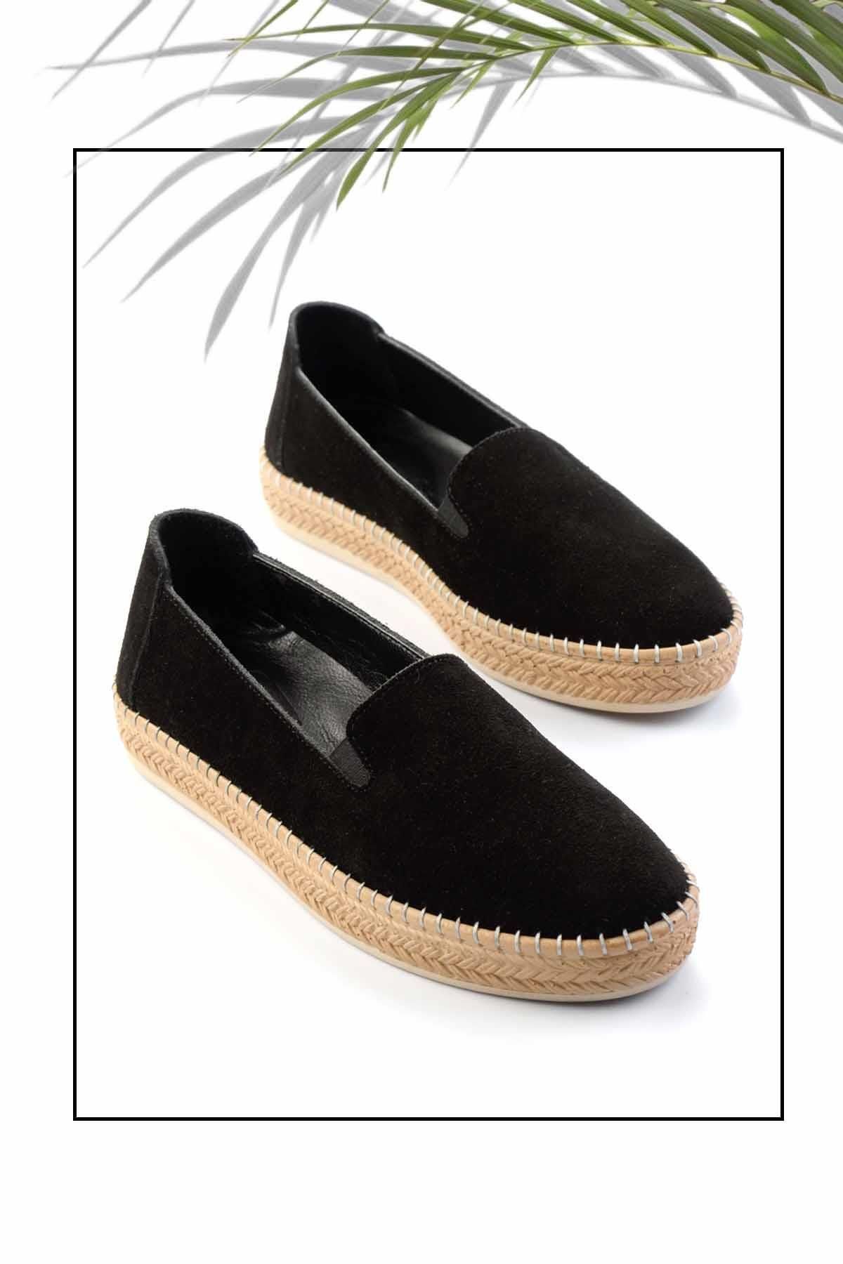 Bambi Czarne Zamszowe Espadryle Damskie Ze Skóry Naturalnej01281020002 Kobieta - 40