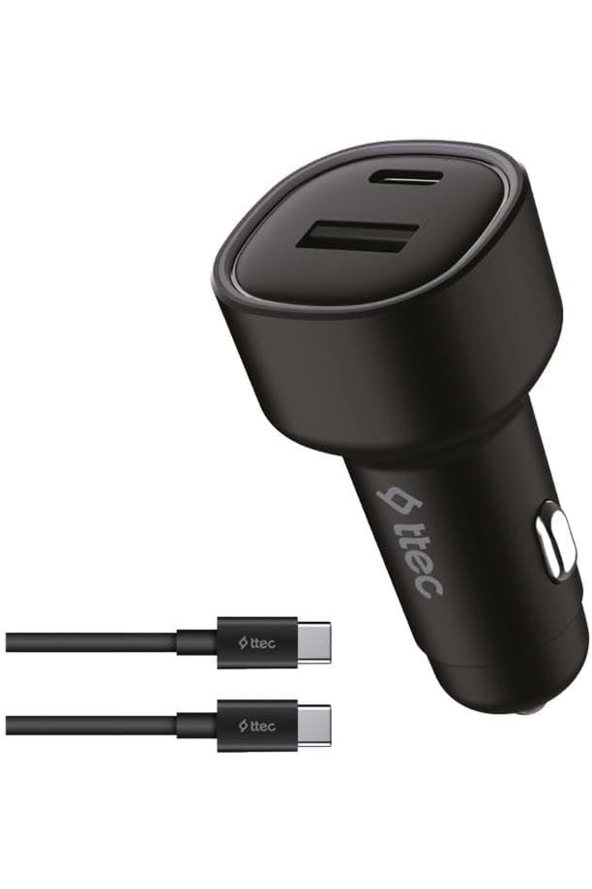 KDROĞLU KDROGLU SmartCharger Duo PD 48W Araç Hızlı Şarj Aleti USB-C+USB-A - USB-C-USB-C 3A Kablo Siyah N