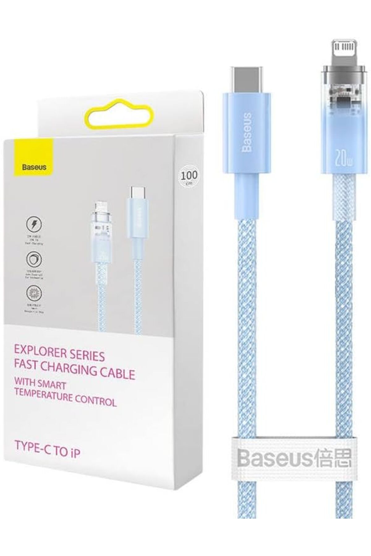 KDROĞLU KDROGLU Explorer Serisi Hızlı Şarj Kablosu Akıllı Sıcaklık Kontrolü Type-C to iP 20W, 1m, Ma