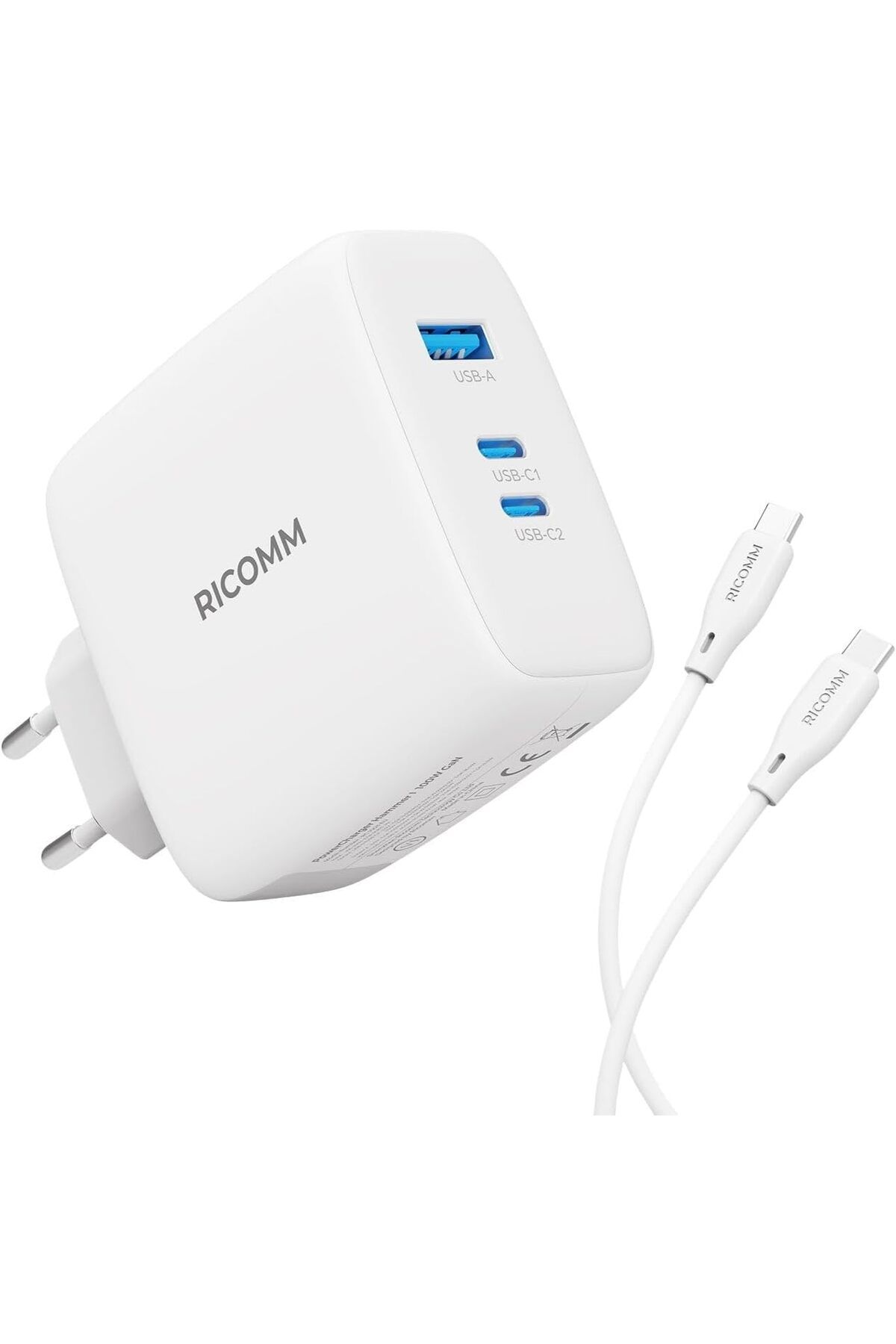 KDROĞLU 100W GaN 3 Portlu USB-C + USB-A Şarj Aleti QC5.0 PD iPhone, iPad, , Xiaomi, Notebook