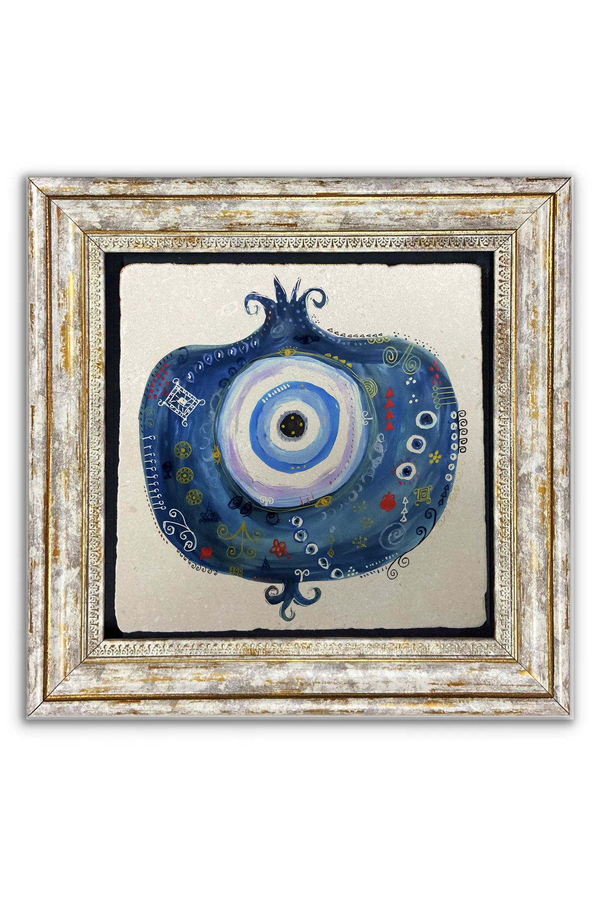 AND Taş Duvar Dekoru Nar-Nazar Taşa Baskı Çerçeveli Tablo (30x30 cm )