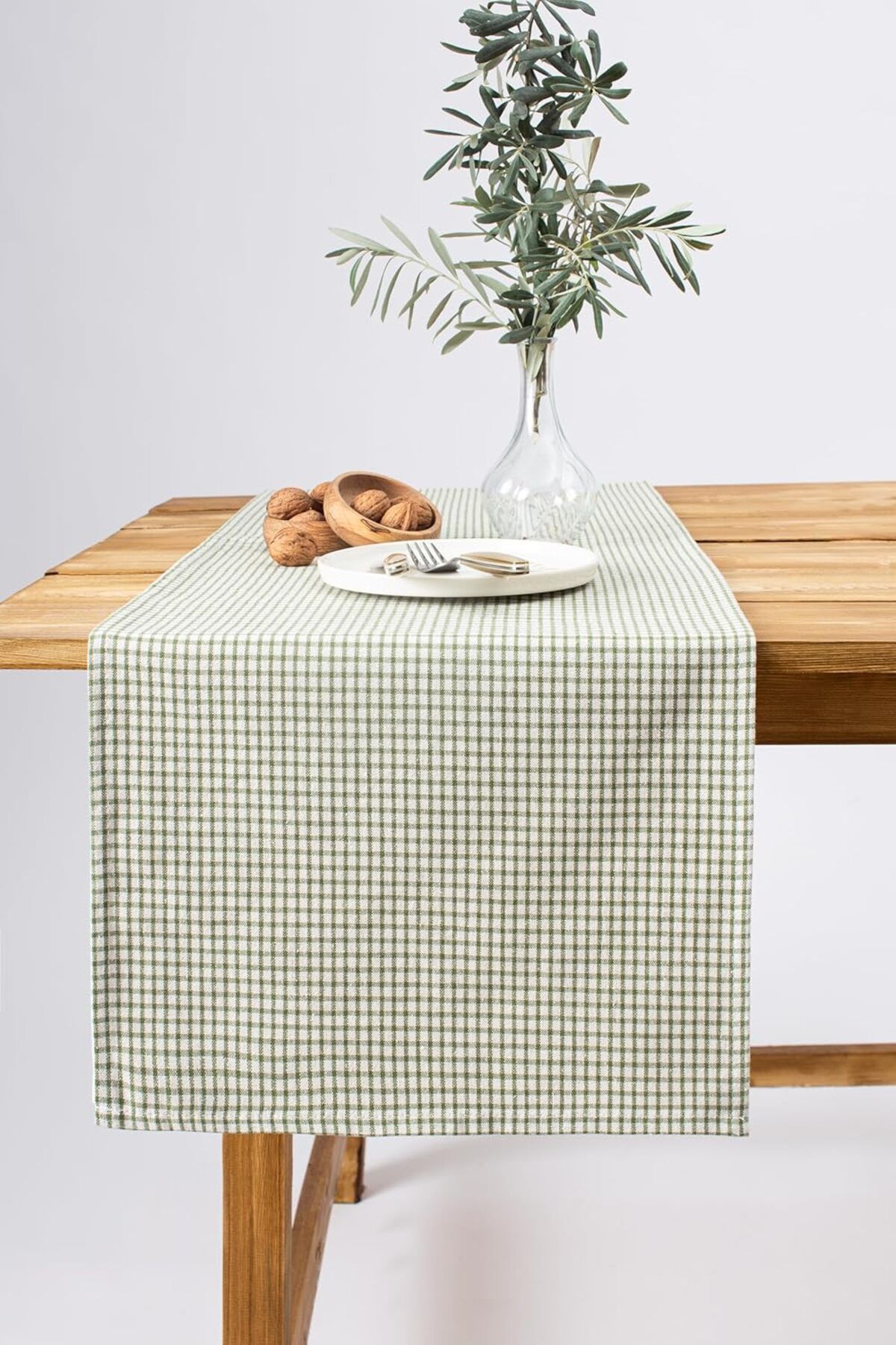 KDROĞLU MM | Keten Piti Kareli Runner - Piknik Örtüsü 40 x 150 cm (Haki) Drk 1114477