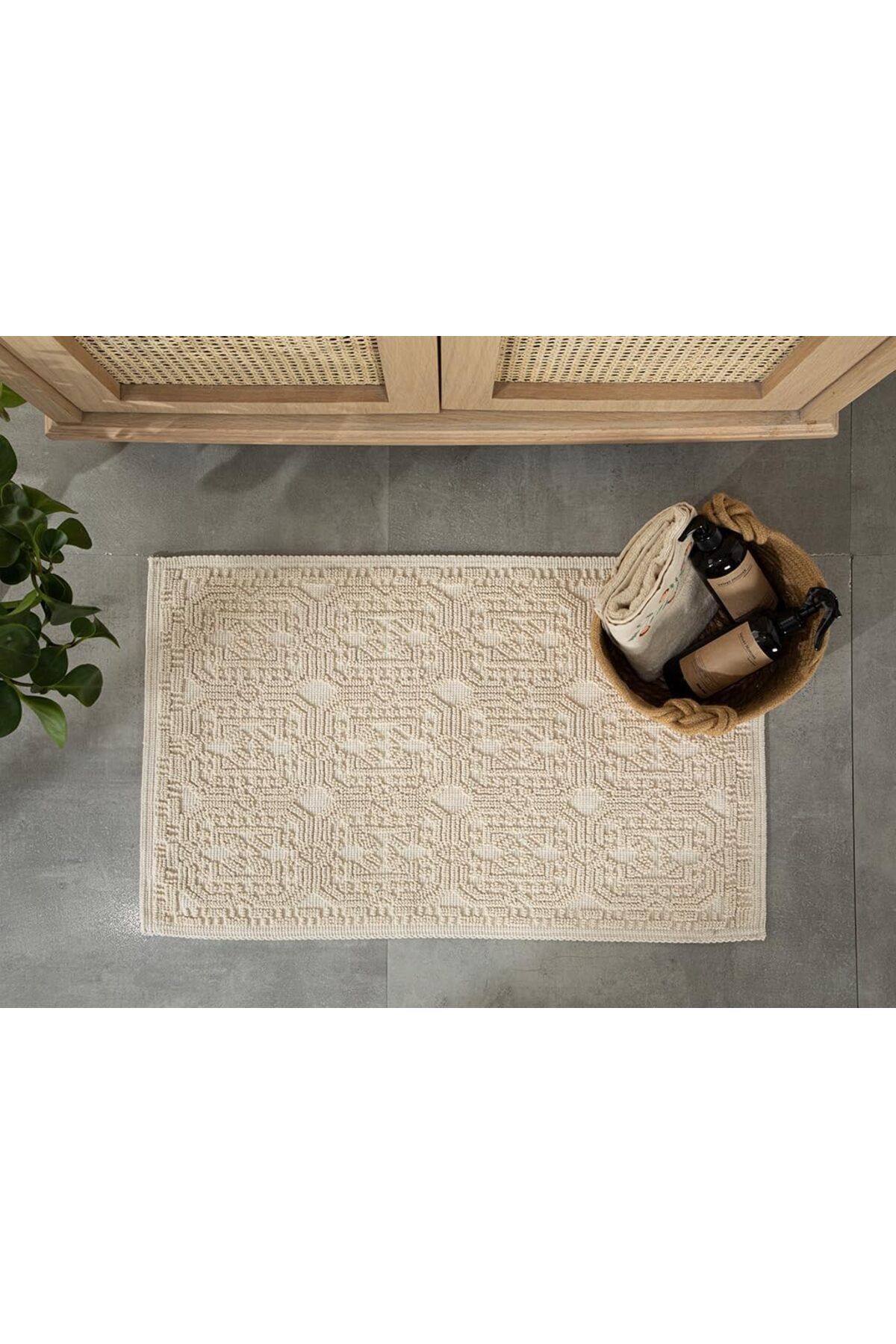 KDROĞLU KDROGLU Home Chester Pamuklu KILIM 50x80 cm Krem New Desing 1109836