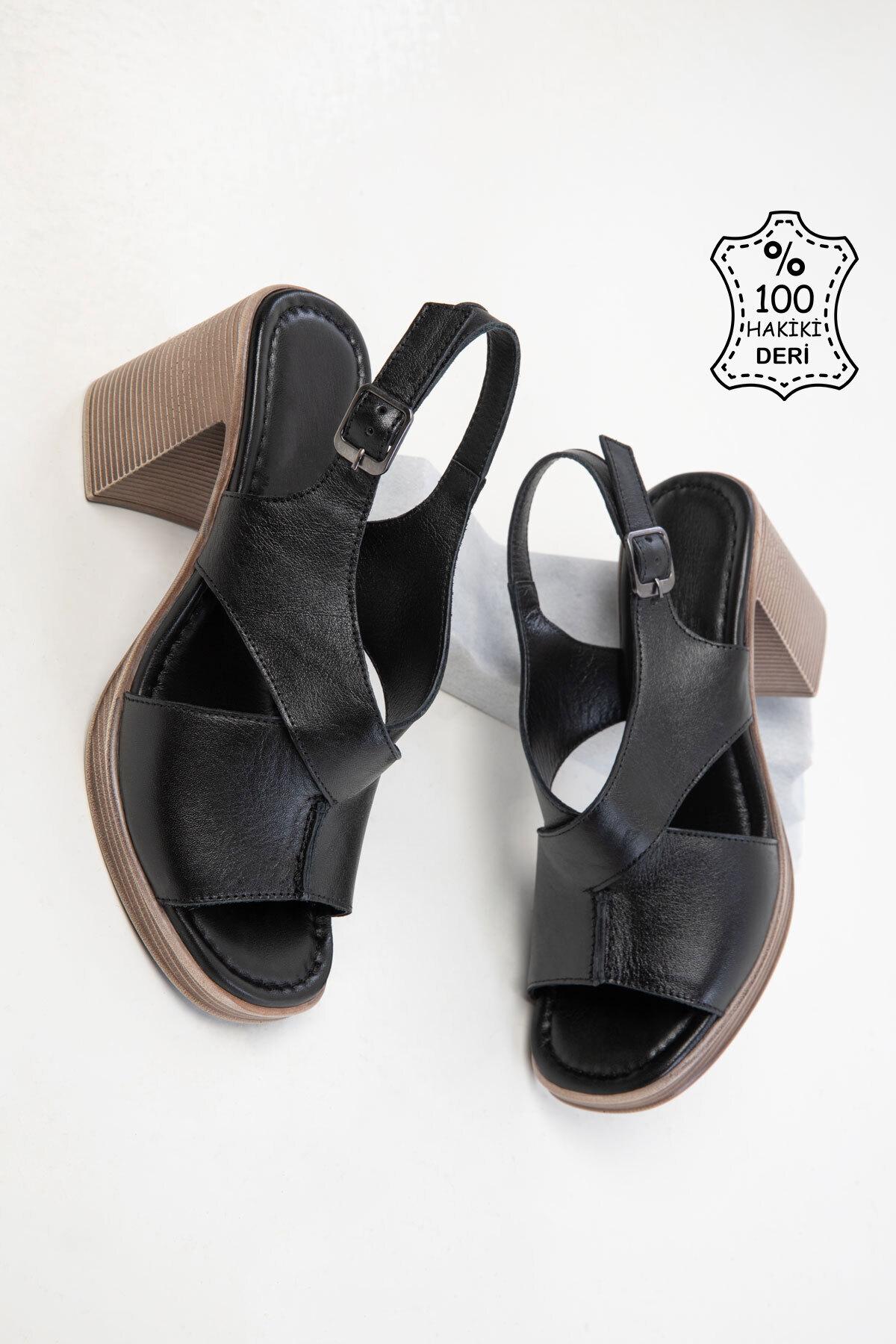 SOHO-Schwarze Damen-Schuhe mit Absatz aus echtem Leder, 20544 1