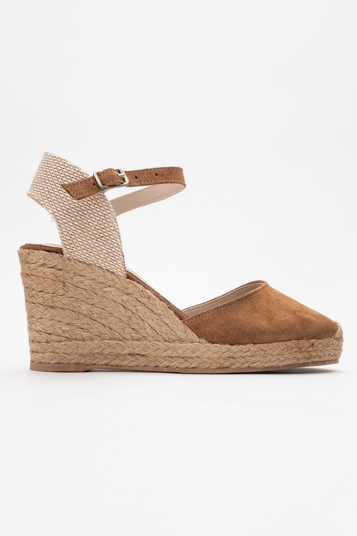 صندل چند رنگ زنانه چرمی Sinta Taba که های پاشنه پا را پر می کنند luvishoes