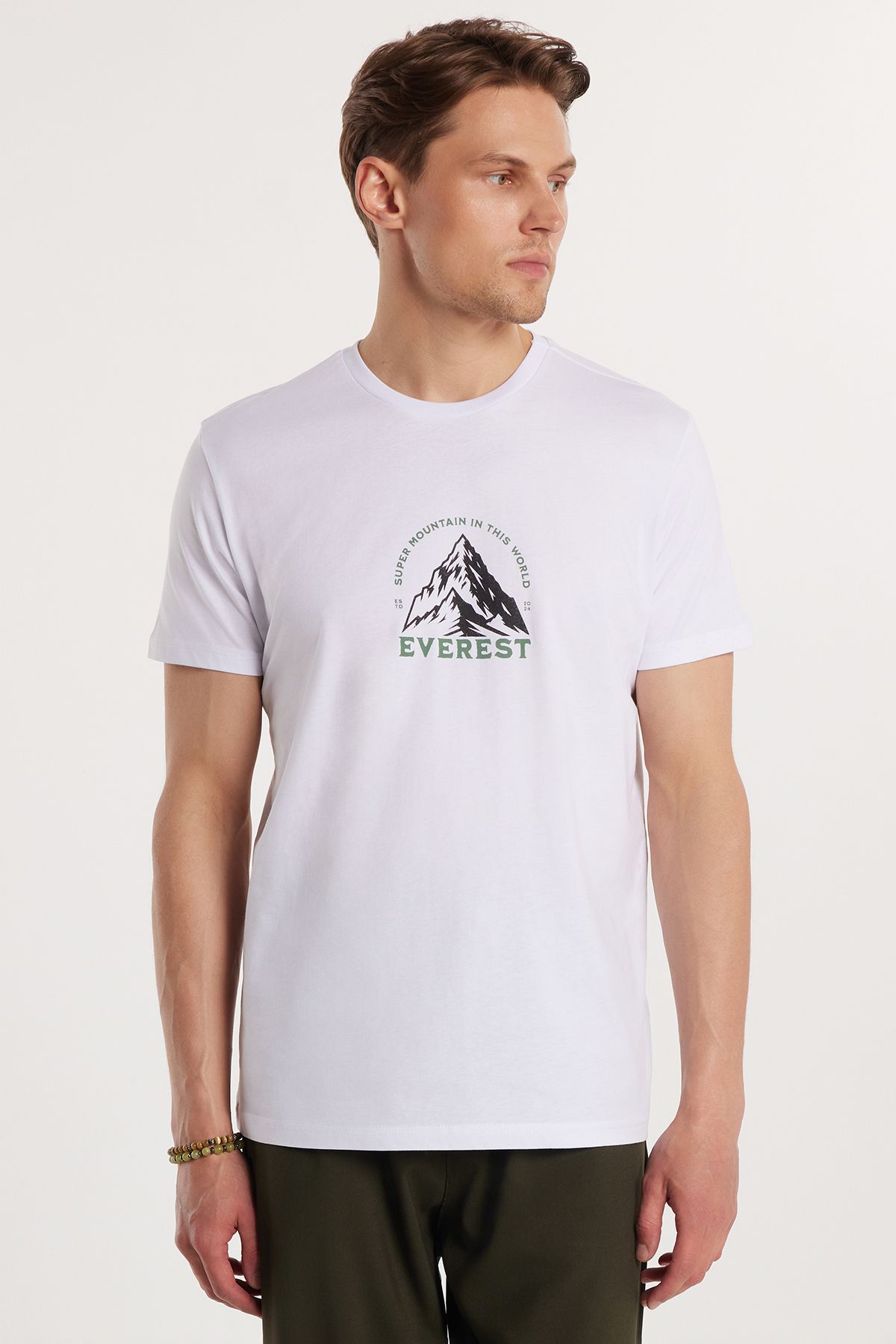 Tudors-Men's Slim Fit Slim Fit 100% Cotton Soft Texture Printed White Crew Neck T-Shirt 4