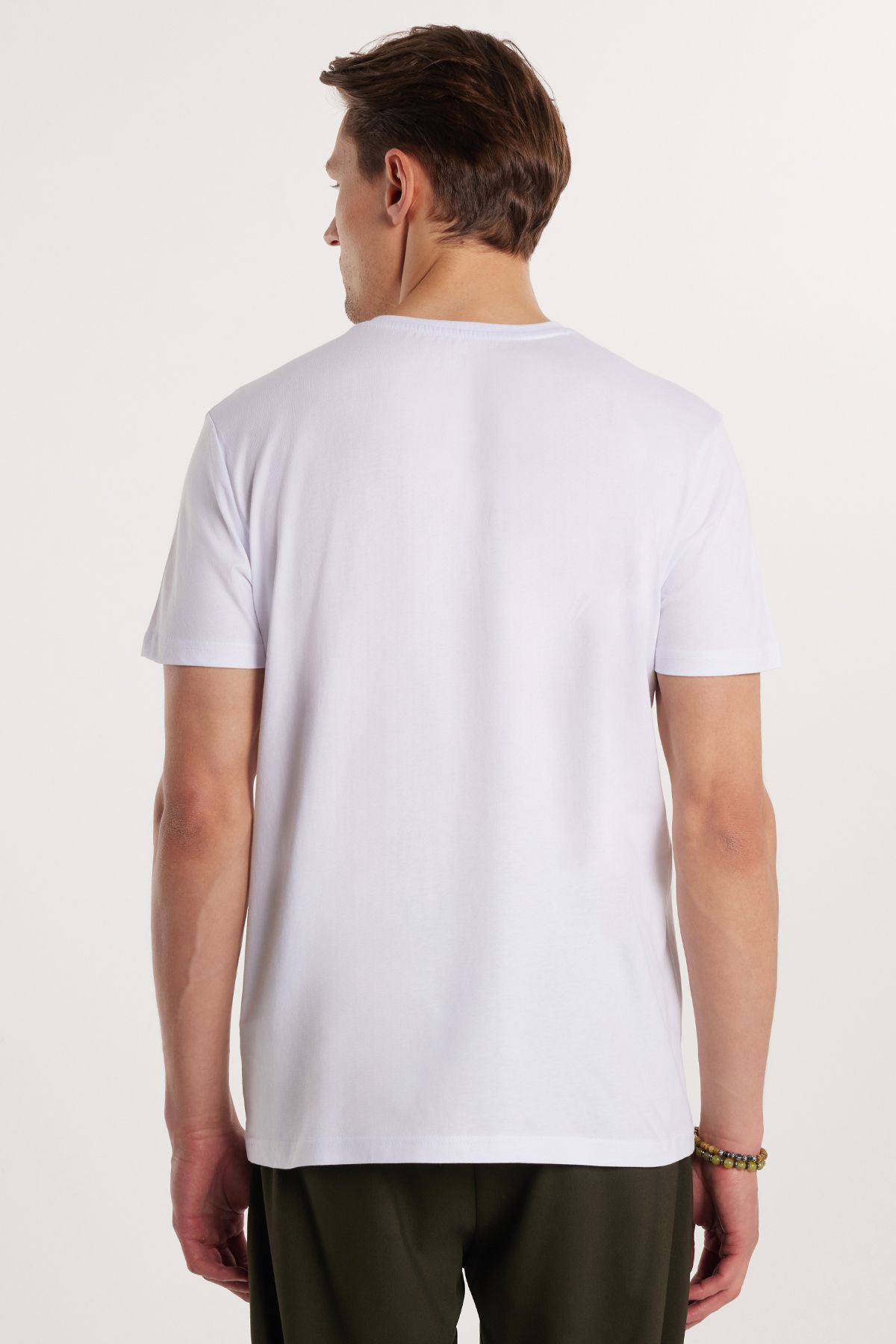 Tudors-Men's Slim Fit Slim Fit 100% Cotton Soft Texture Printed White Crew Neck T-Shirt 5