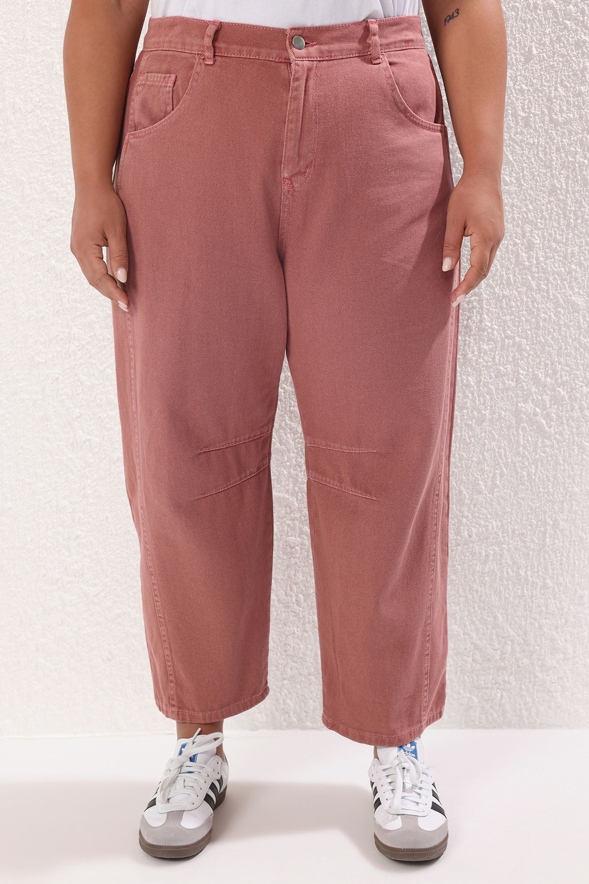 Trendyol Curve-Μπορντό ψηλόμεσο Bagyy Fit Plus Size Τζιν TBBSS25CJ00000 3