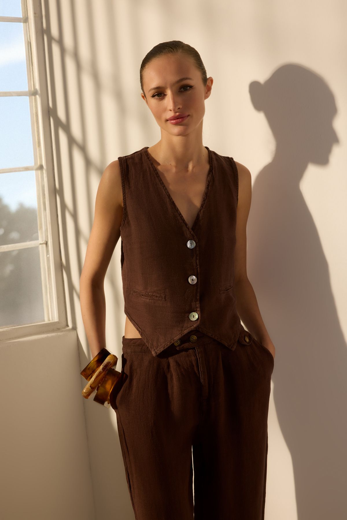 Trendyol Collection Vestă Maro 100% In Femeie - L