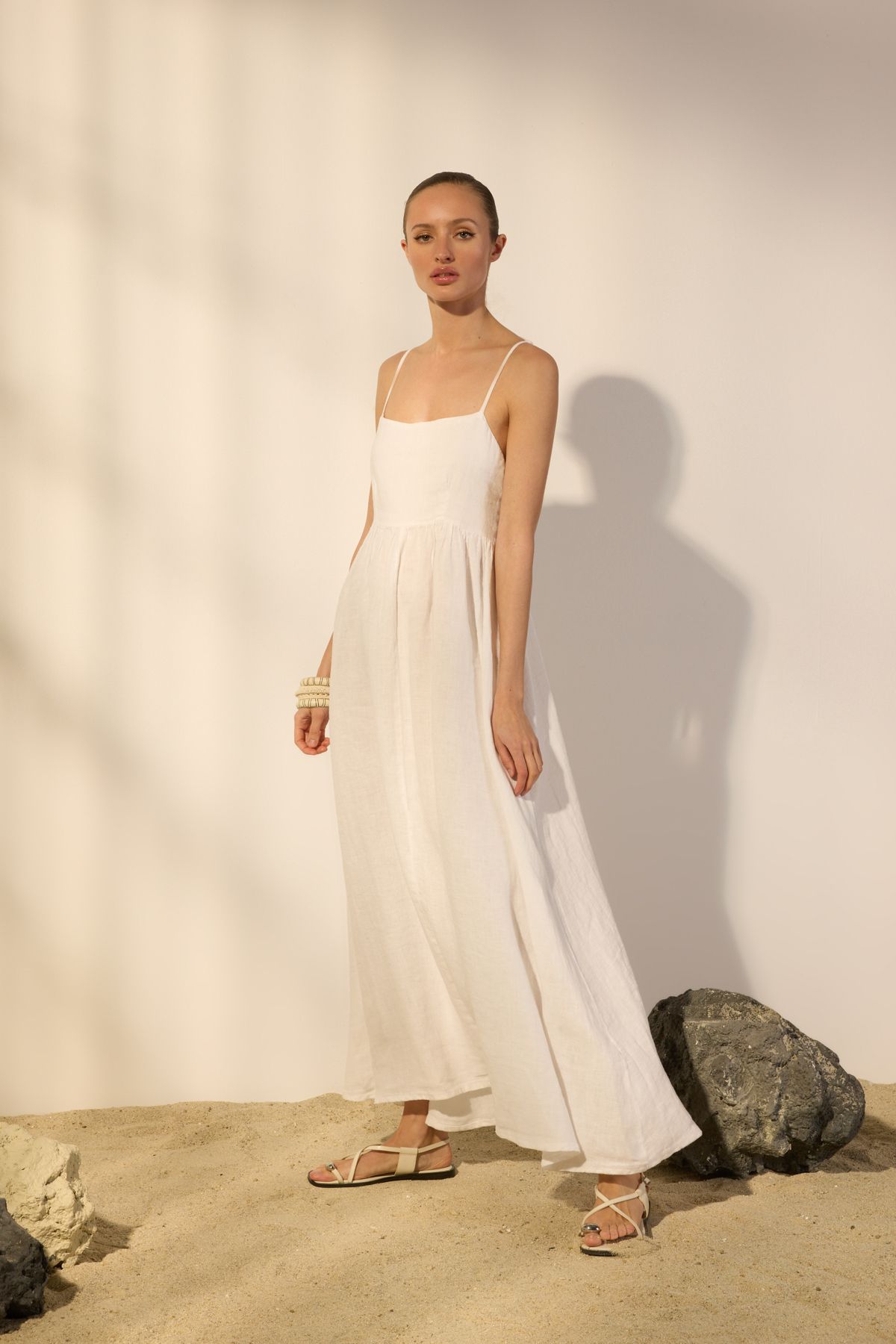 Trendyol Collection-Rochie maxi albă 100% in TWOSS25EL00643 2