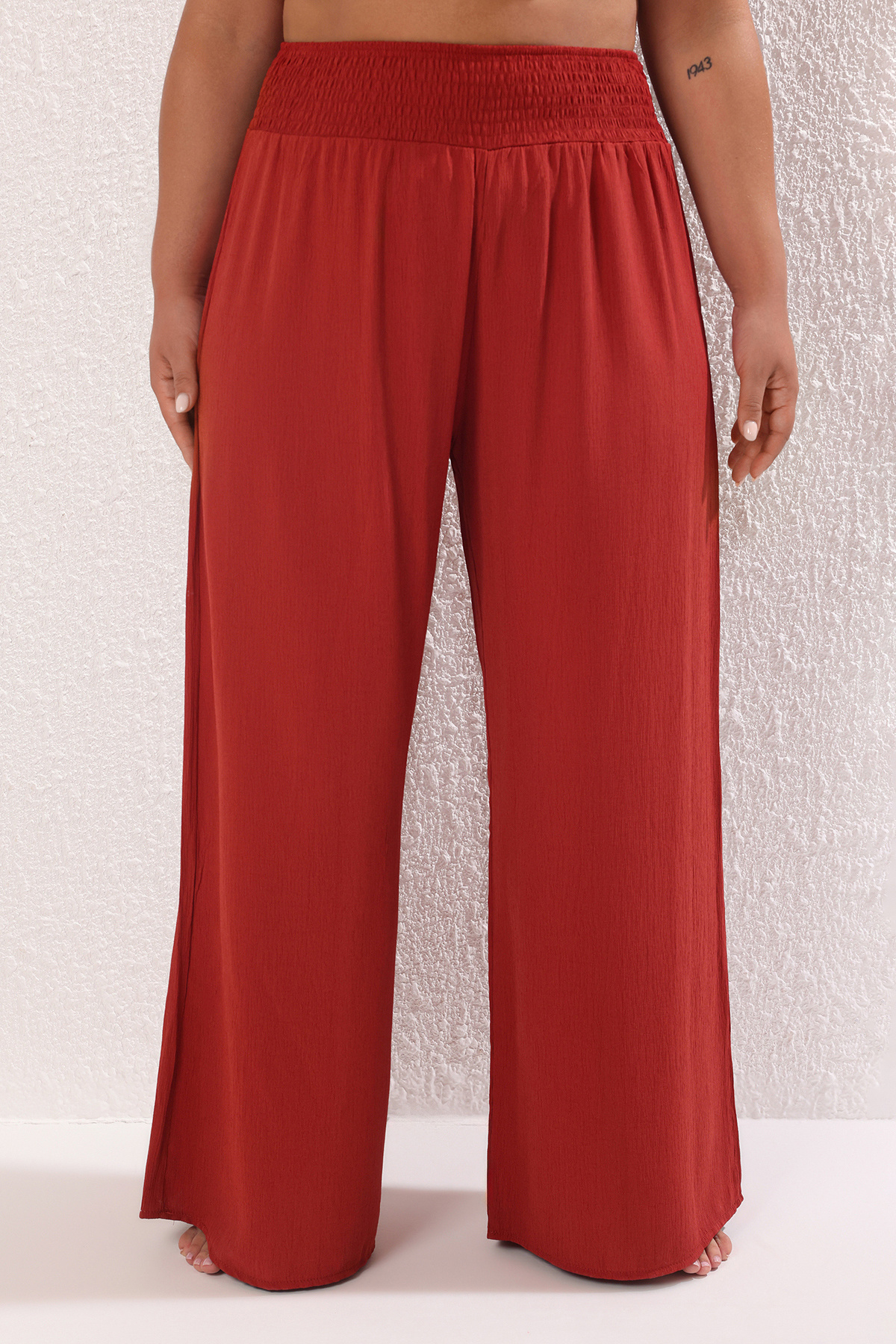 Trendyol Curve-Imbracaminte de plaja cu talie inalta din gresie Pantaloni marimi mari TBBSS25AR00000 3