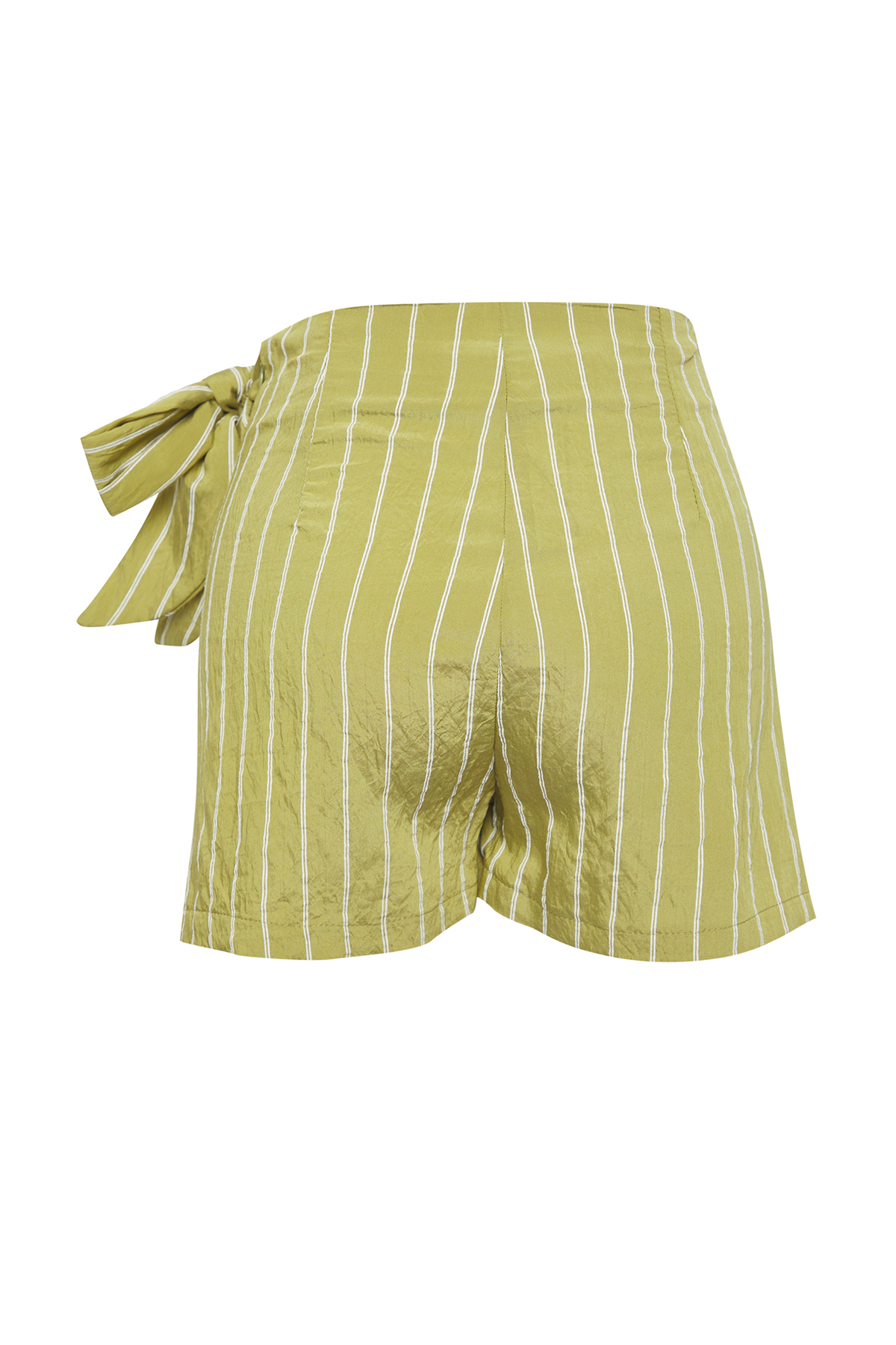 Trendyolmilla  Çizgili Dokuma Bağlama Detaylı Plaj Mini Yüksek Bel Şort & Bermuda TBESS25SR00017 - Görsel 7