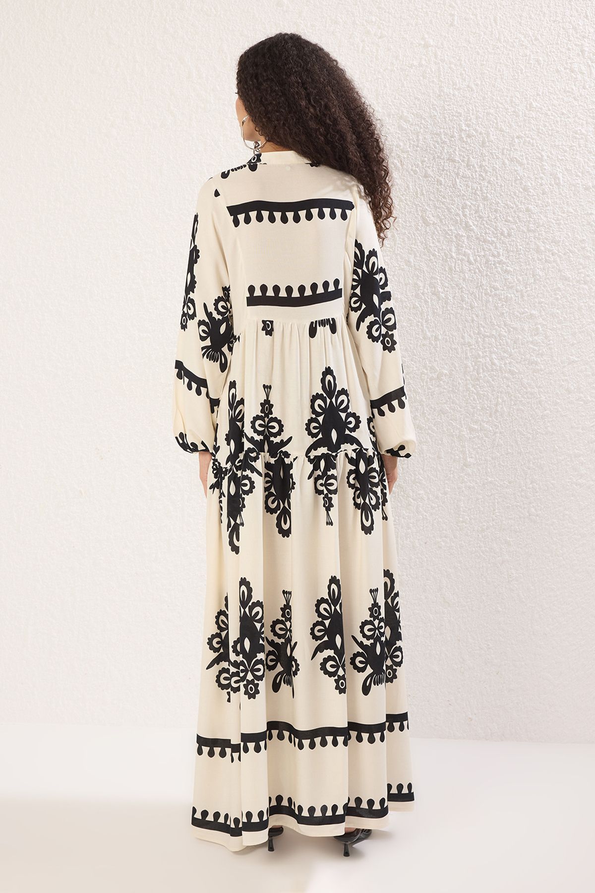 Trendyol Modest-Ecru Viskose gewebtes Kleid TCTSS24EB00221 4