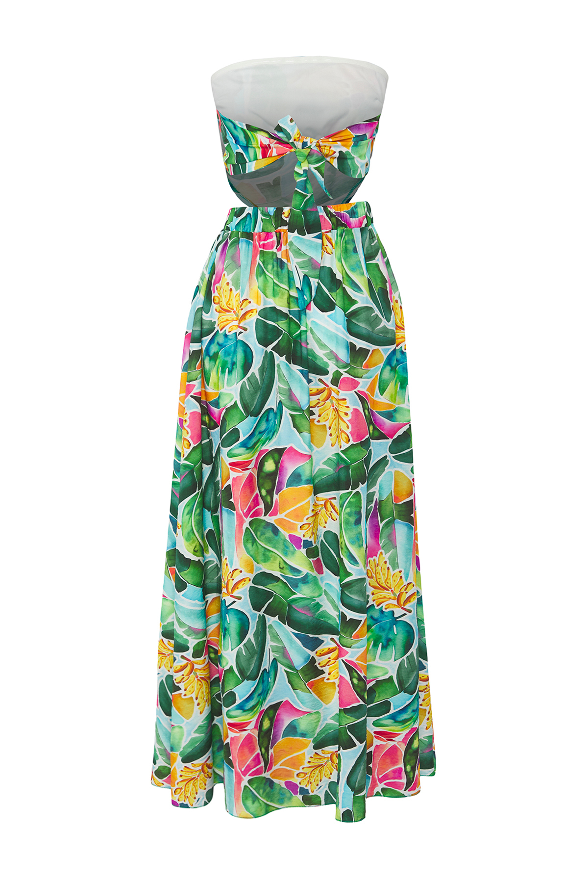 Trendyolmilla  Tropikal Desenli Dokuma Yırtmaçlı Plaj Bluz-Etek Takım TBESS25AU00093 - Görsel 6