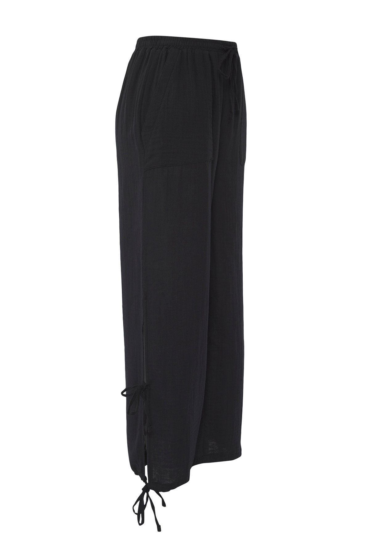 Trendyol Collection-Black Binding Detailed Muslin 100% Cotton Beach Pants Tbess25Pl00008 10