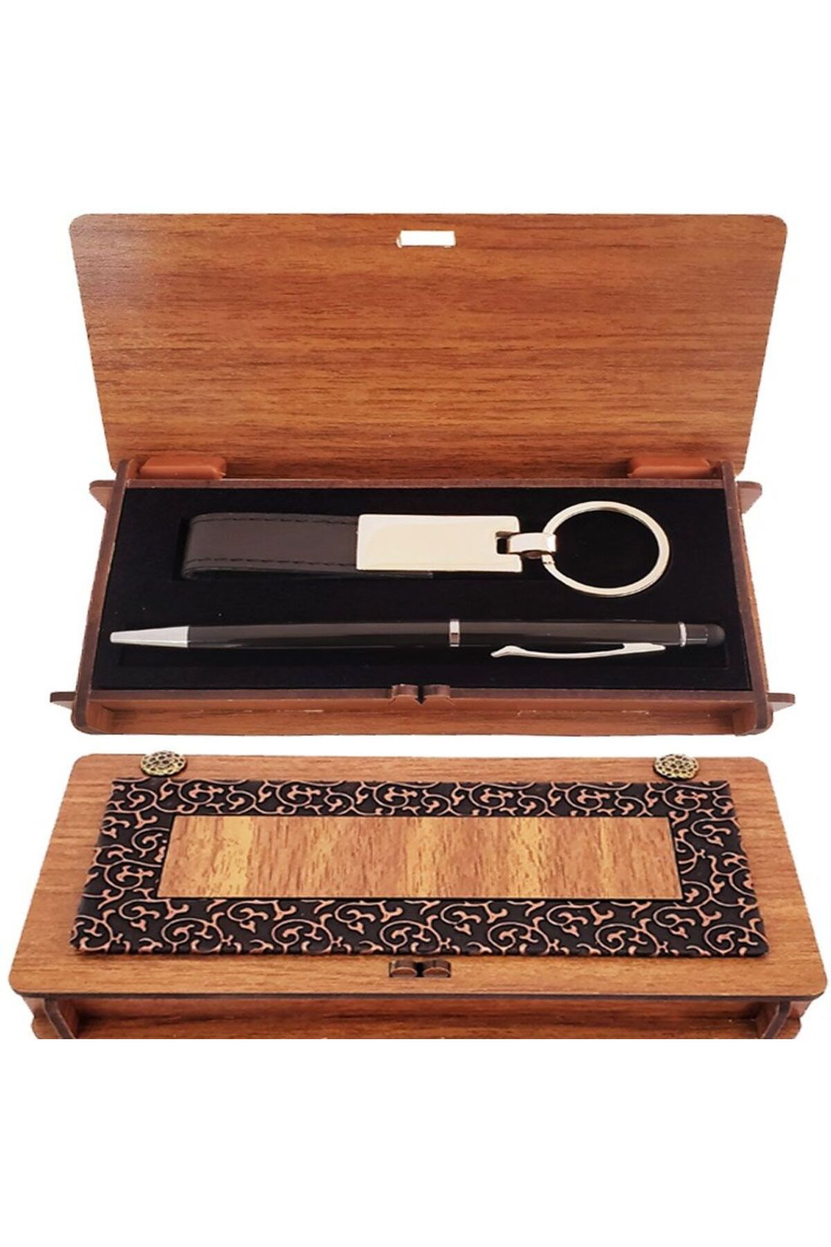 SAVA HOME COLLECTİON Siyah Kalem ve Anahtarlık Ahşap Kutulu Set