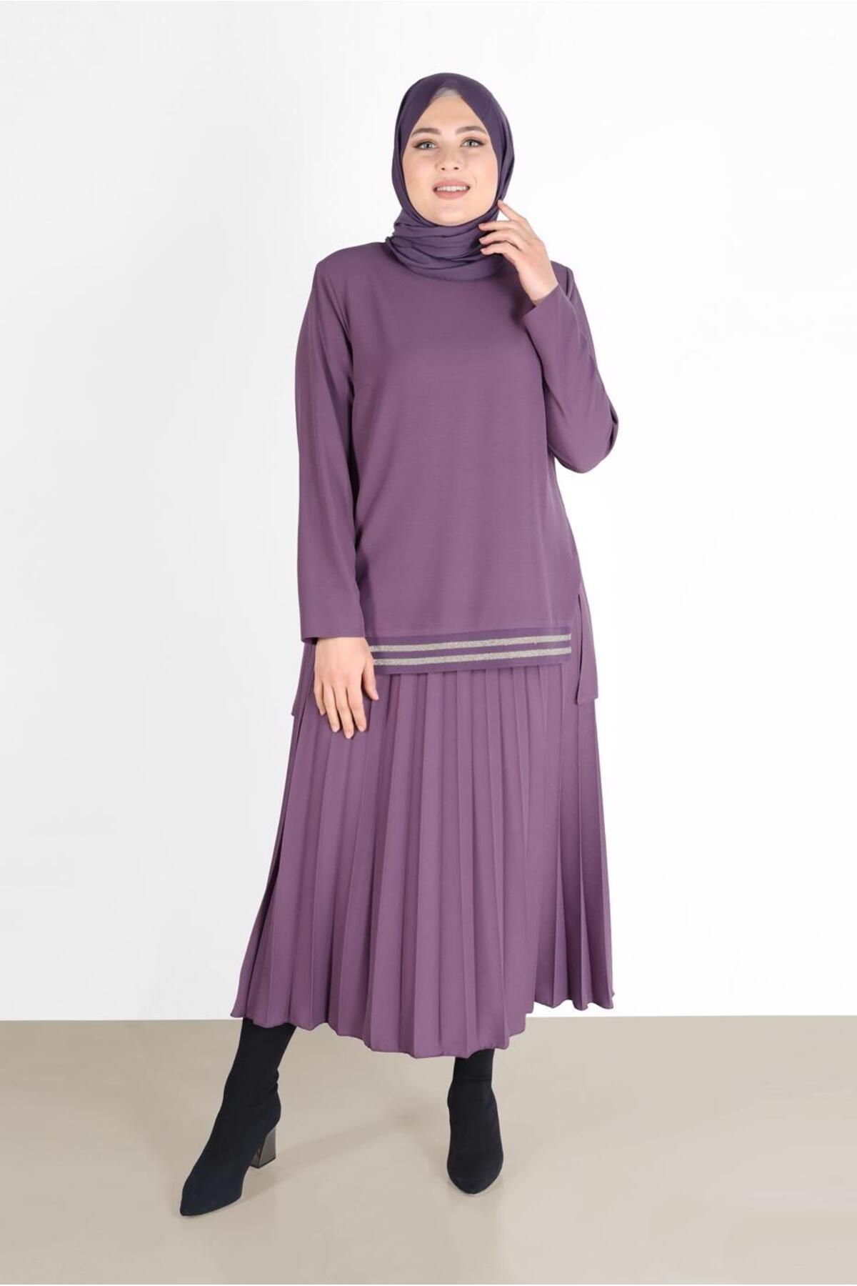 کت و شلوار دامن دوبل چین دار 20194 Alvina