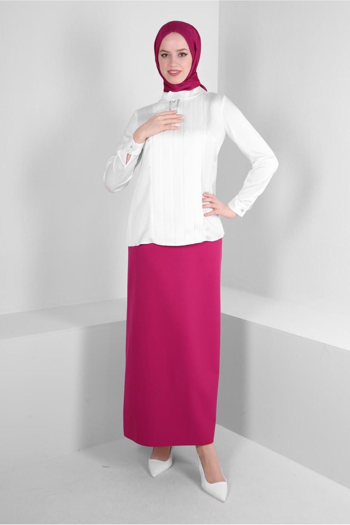 بلوز ساتن DRAPE DETAIL ACCESSORY 43573 Alvina