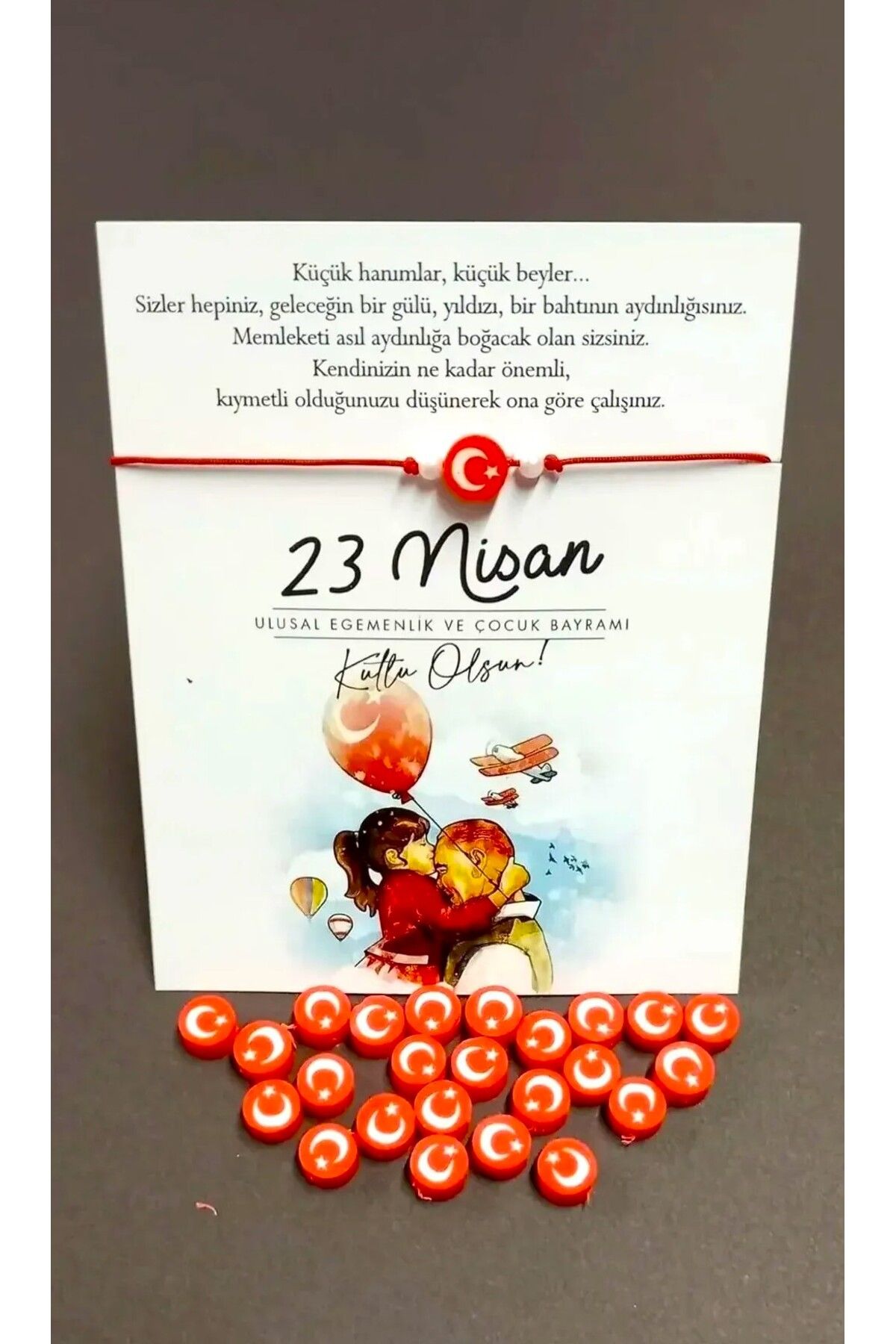 sandal hediyelik 23 Nisan Hediyelik Bileklikli Kart 5 Adet