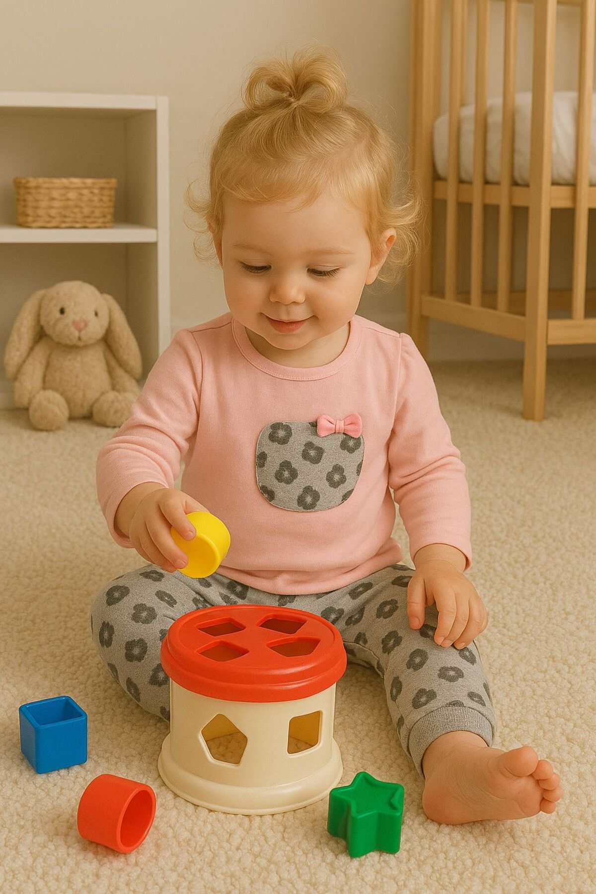 Pamuklu Nakışlı Sweat Patiksiz Alt 2li Pembe Bebe Takım