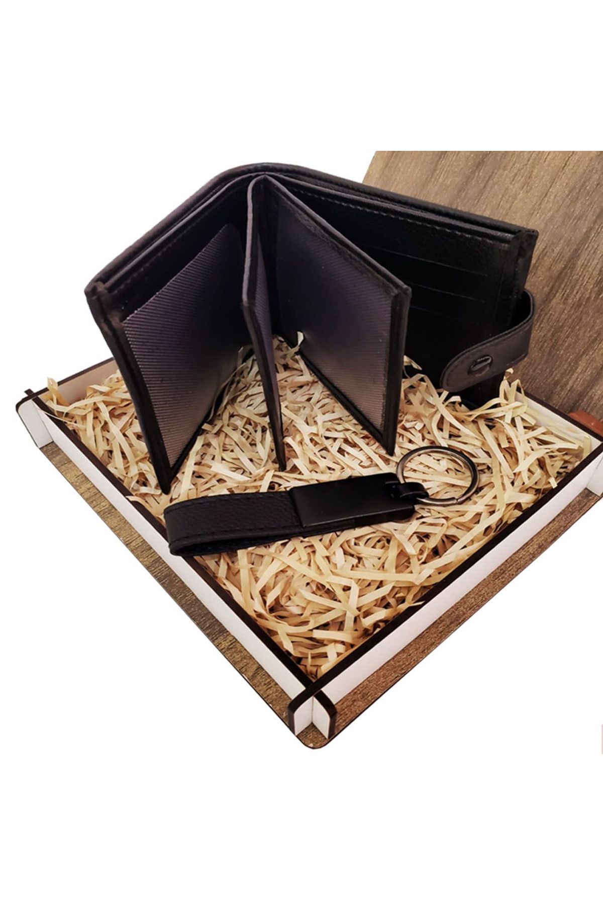 SAVA HOME COLLECTİON Cüzdan Anahtarlık Ahşap Kutulu Set