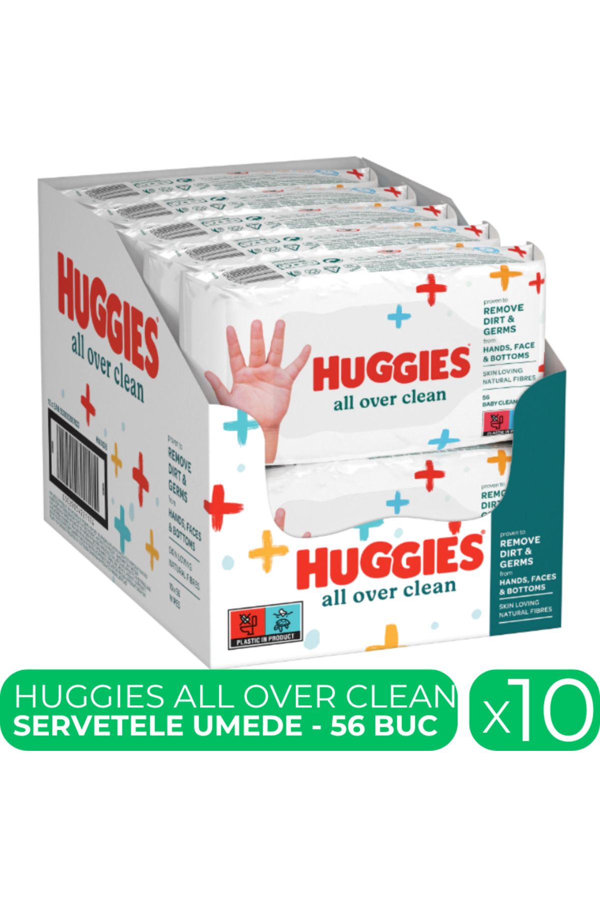 Huggies All Over Clean, Servetele Umede, 10 Pachete X 56, 560 Buc - Mărime unică