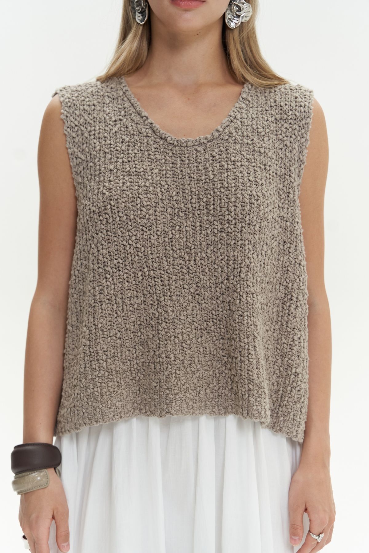 BOHEMAİ-Knitle Comfortable Fit Knitwear Mink Crop 6