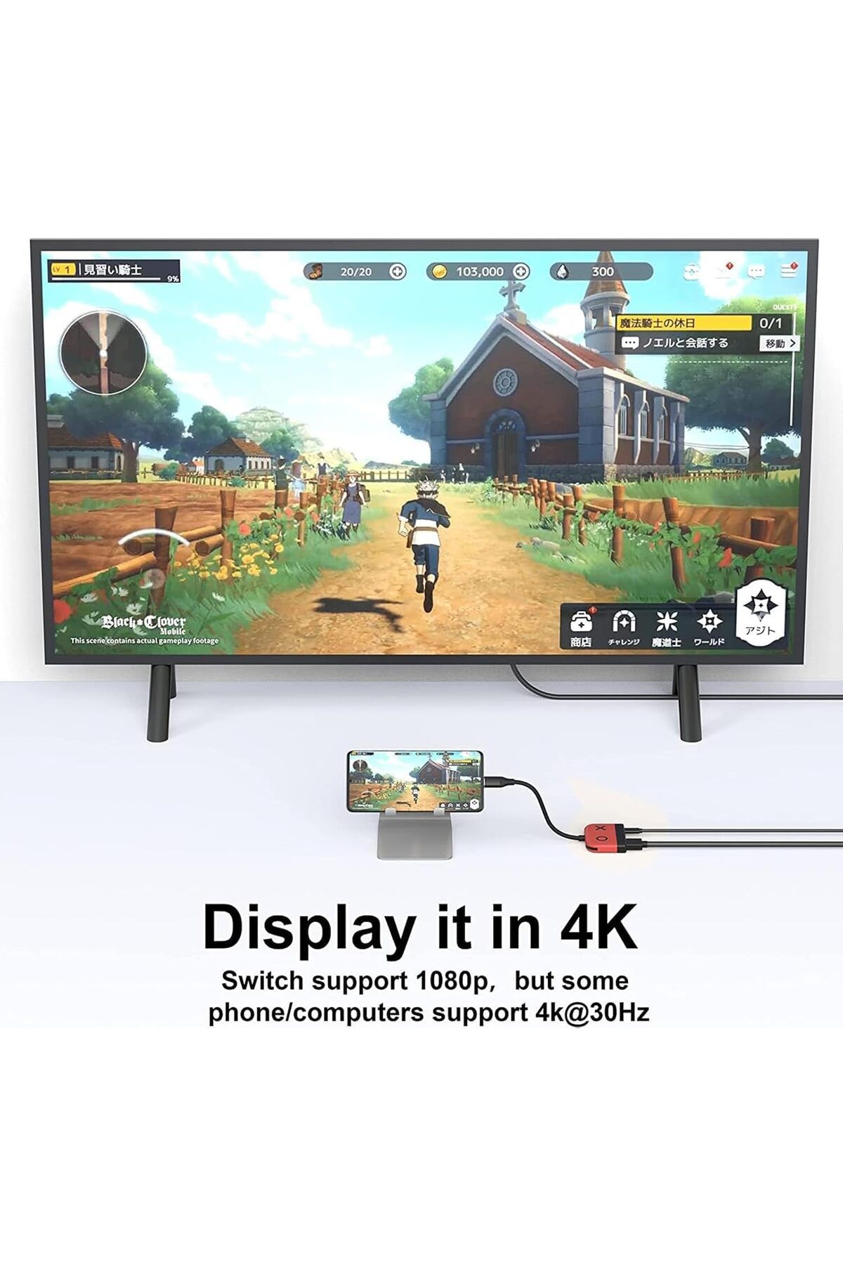 COOYA-قاعدة توصيل Switch Dock لجهاز Nintendo Switch، قاعدة توصيل محمولة مع منفذ HDMI TV USB 3.0 وشحن USB C 6