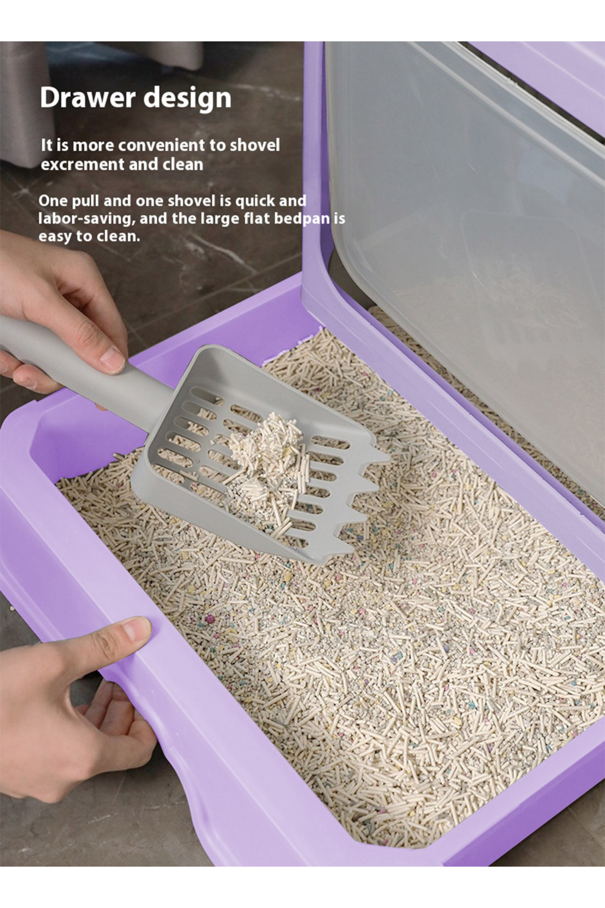 KidLe-Foldable Cat Litter Box with Lid Cat Litter Tray Litter Basin for Cats 6