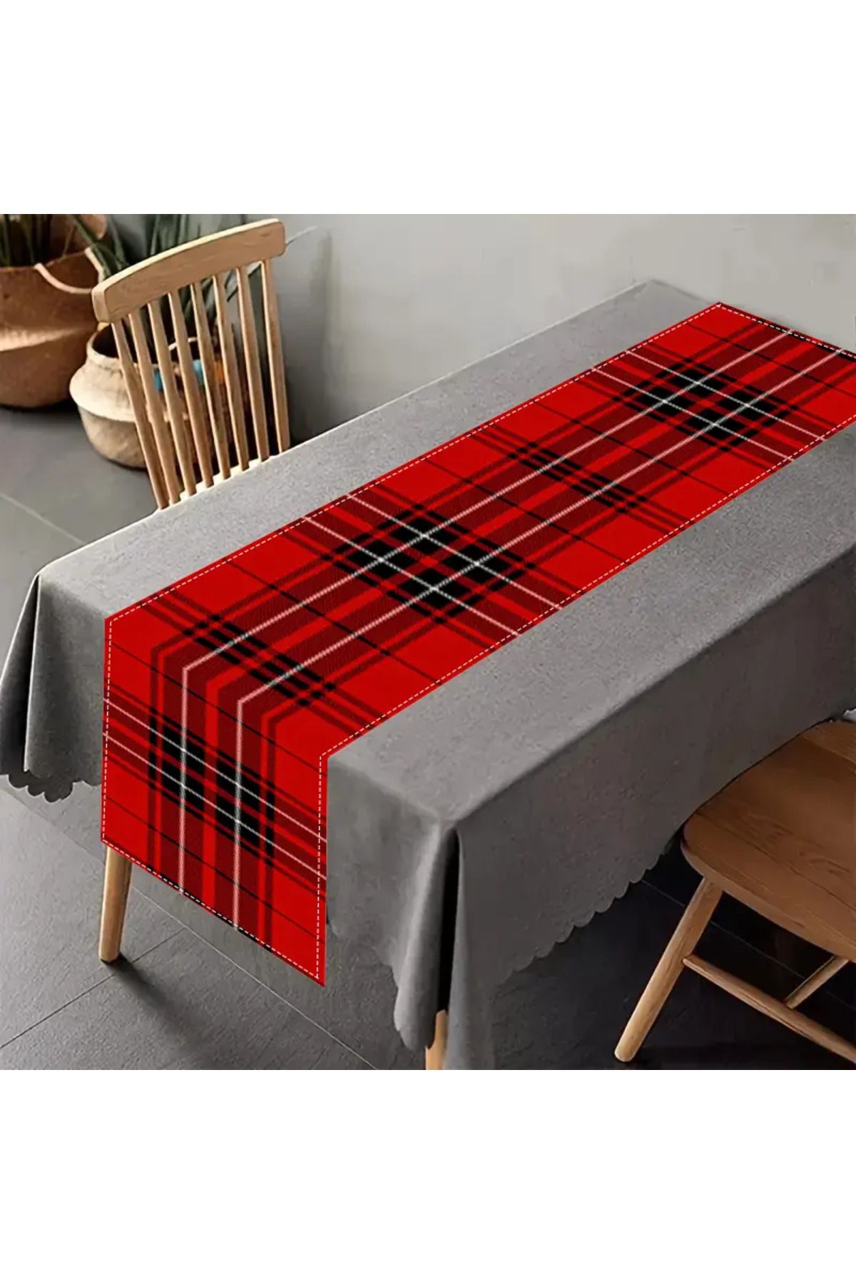 baladı home ev tekstil home collection-Runer Tablecloth Square Pattern Modern Kitchen Decor, Multiple Sizes Available, Table Run Decor 3