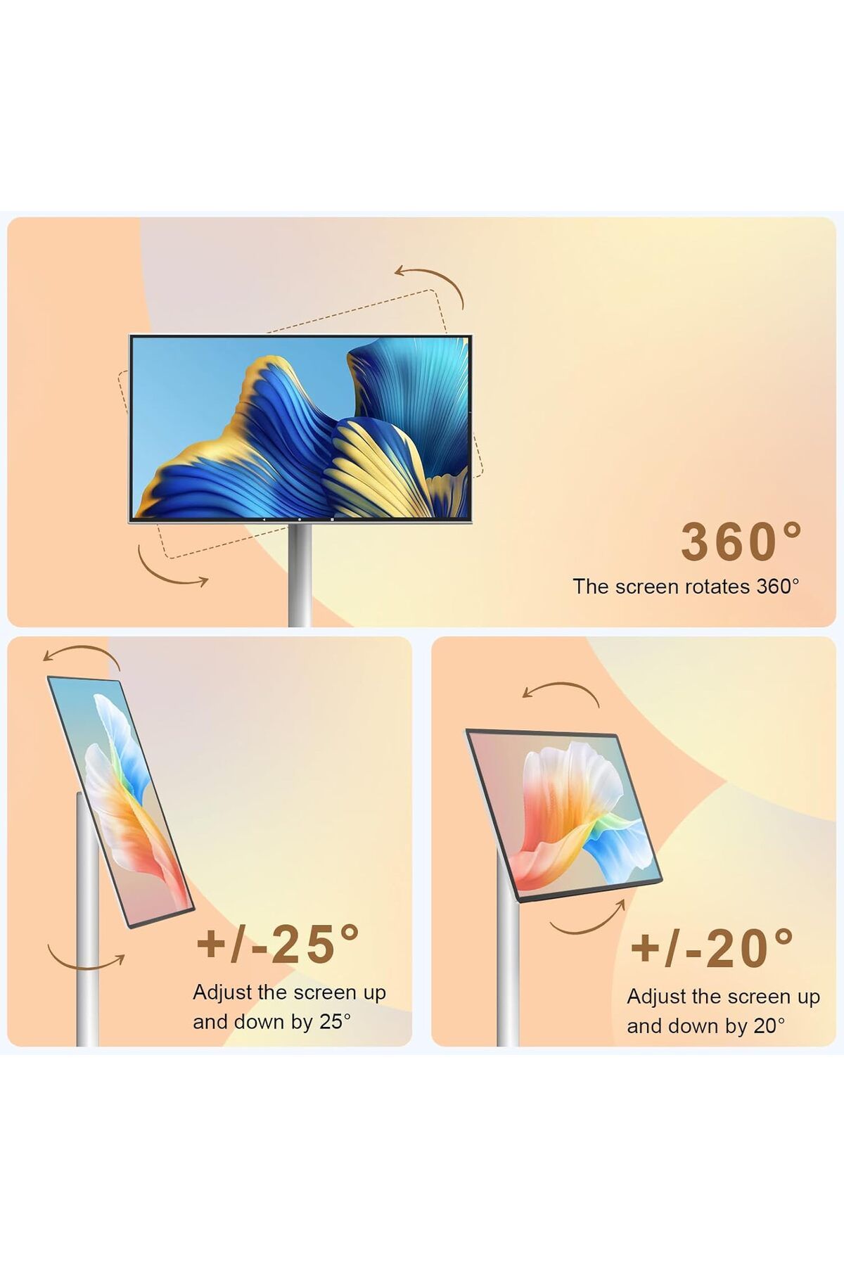 FlashHawk-21.5 Inch Portable TV Floor Smart Screen - LCD Touch Display Screen with Adjustable Stand 6