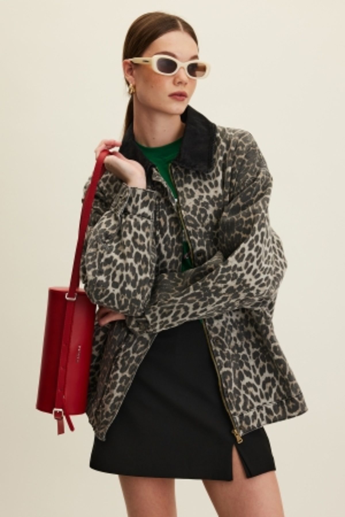 Manuka-Leopard Patterned Gabardine Pants 4