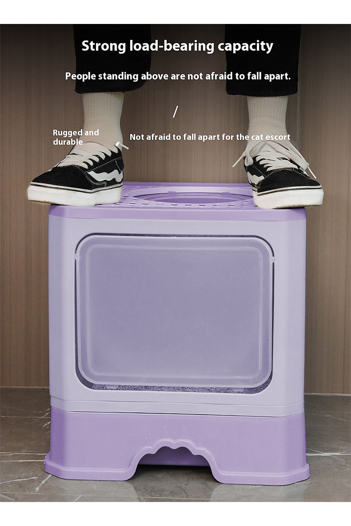 KidLe-Foldable Cat Litter Box with Lid Cat Litter Tray Litter Basin for Cats 4