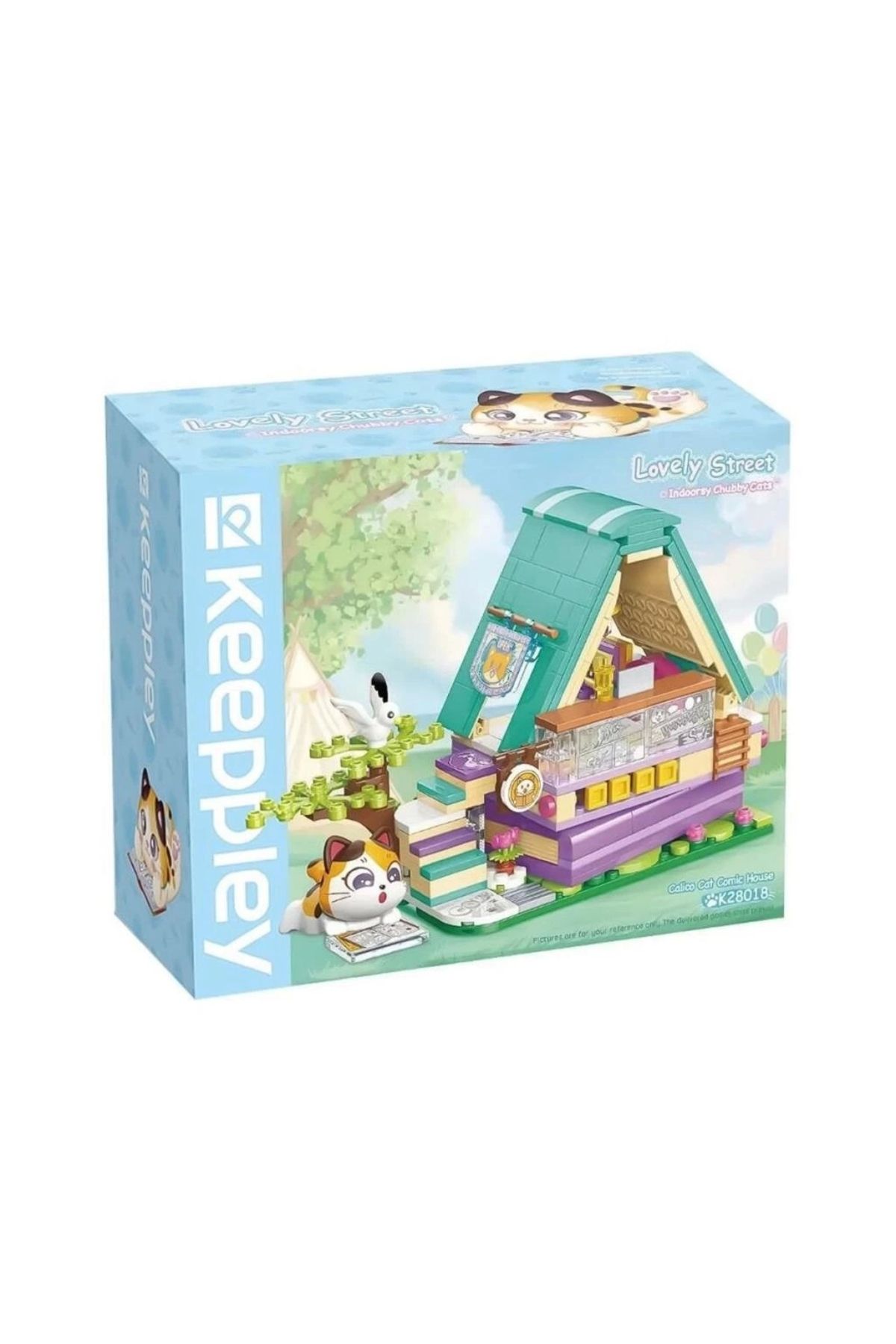 Finetoo Lovely Street Calico Cat Comic House Blok Seti Eğlenceli Yapboz Seti