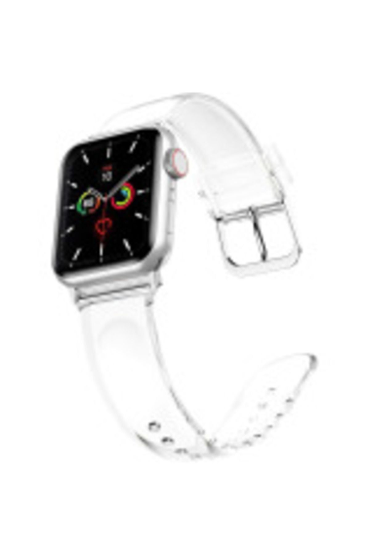 Generic-Clear Silicone Strap Band for Smart Watches (44mm, 45mm, 49mm) Soft Silicone Sports Strap for Wo 8