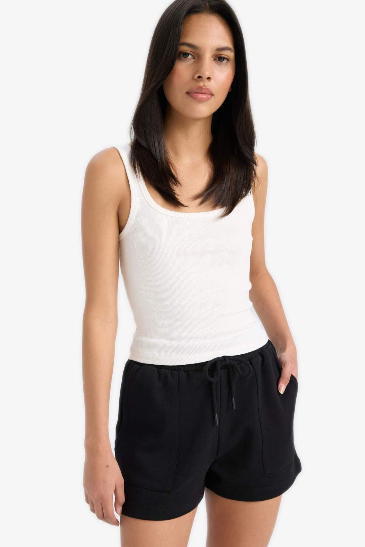 DeFacto-Regular Fit Stretchy Waisted Lace up Bermuda Shorts D3327Ax25Sp 4