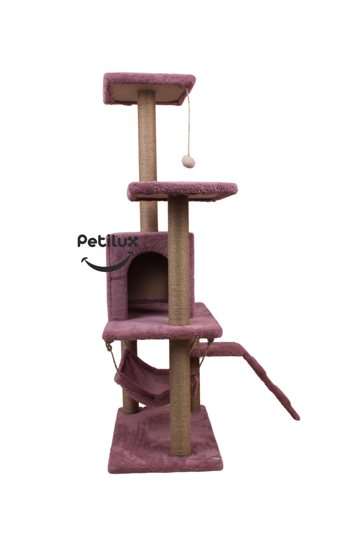 Petilux-B-07 Luxury Cat Scratching Playhouse with Hammock and Nest 4