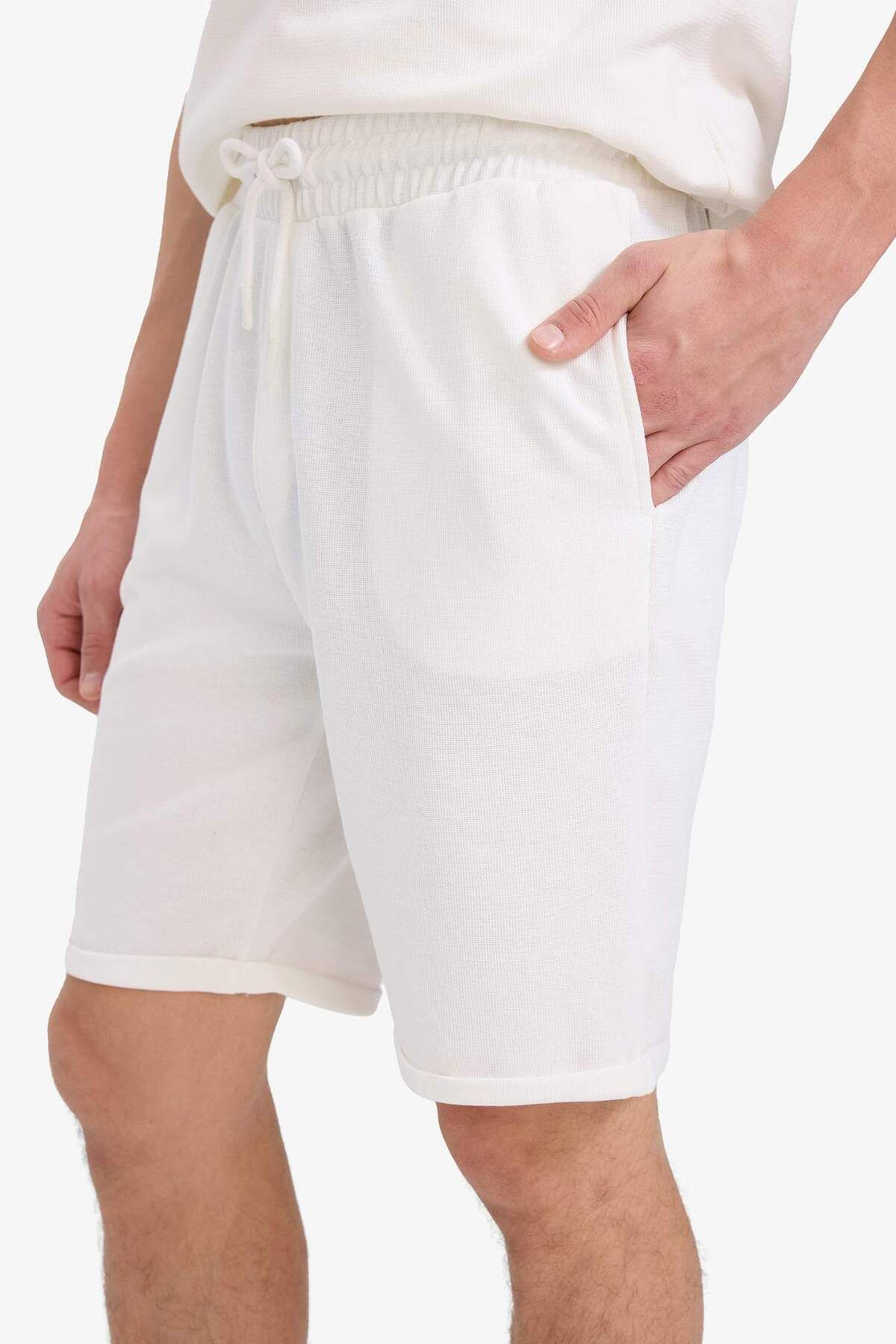 DeFacto-Regular Fit Textured Basic Απλό Σορτς Βερμούδα E2606ax25sm 3