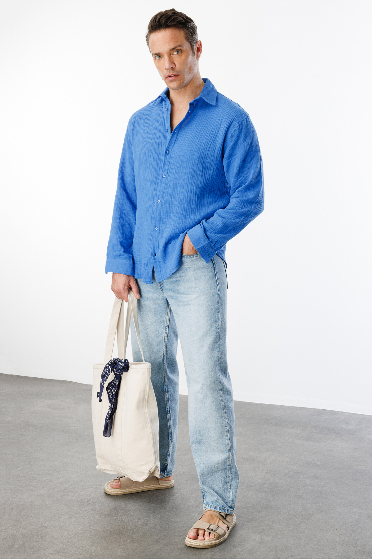 GENIUS STORE-Oversize Basic Ανδρικό Μουσελίνα Πουκάμισο ΑΝΔΡΙΚΟ-ΜΟΥΣΛΙΝ-ΠΟΥΚΑΜΙΣΟ 4
