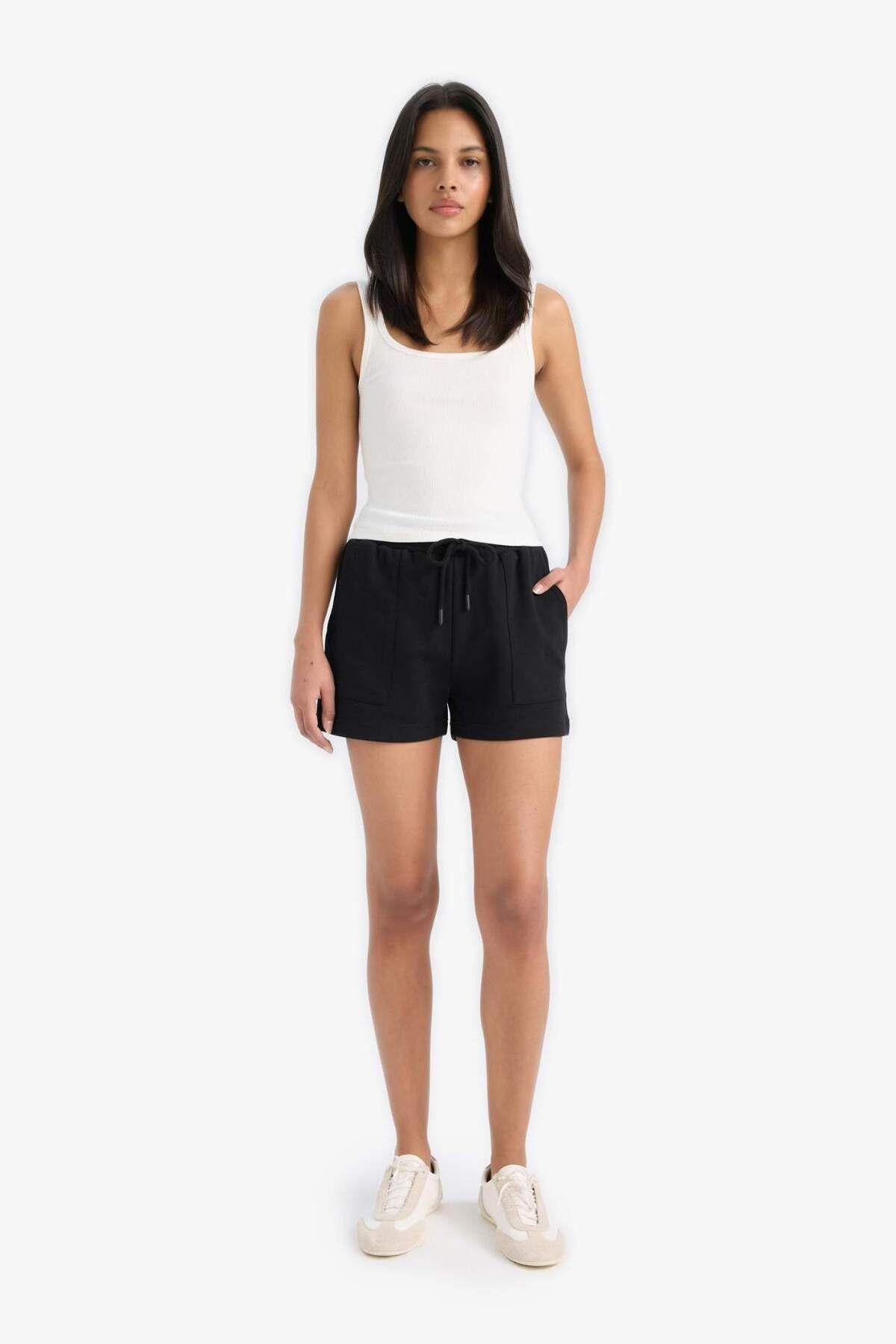 DeFacto-Regular Fit Stretchy Waisted Lace up Bermuda Shorts D3327Ax25Sp 3